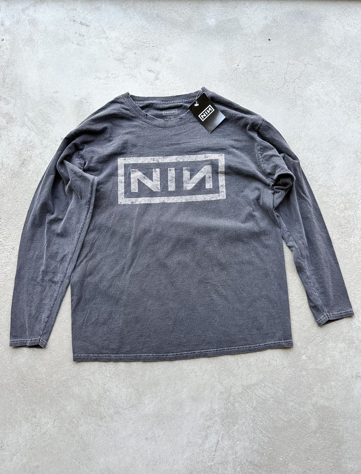 image of Y2K Nine Inch Nails 1999 Tour Band Tshirt Long in Black, Men's (Size Large)