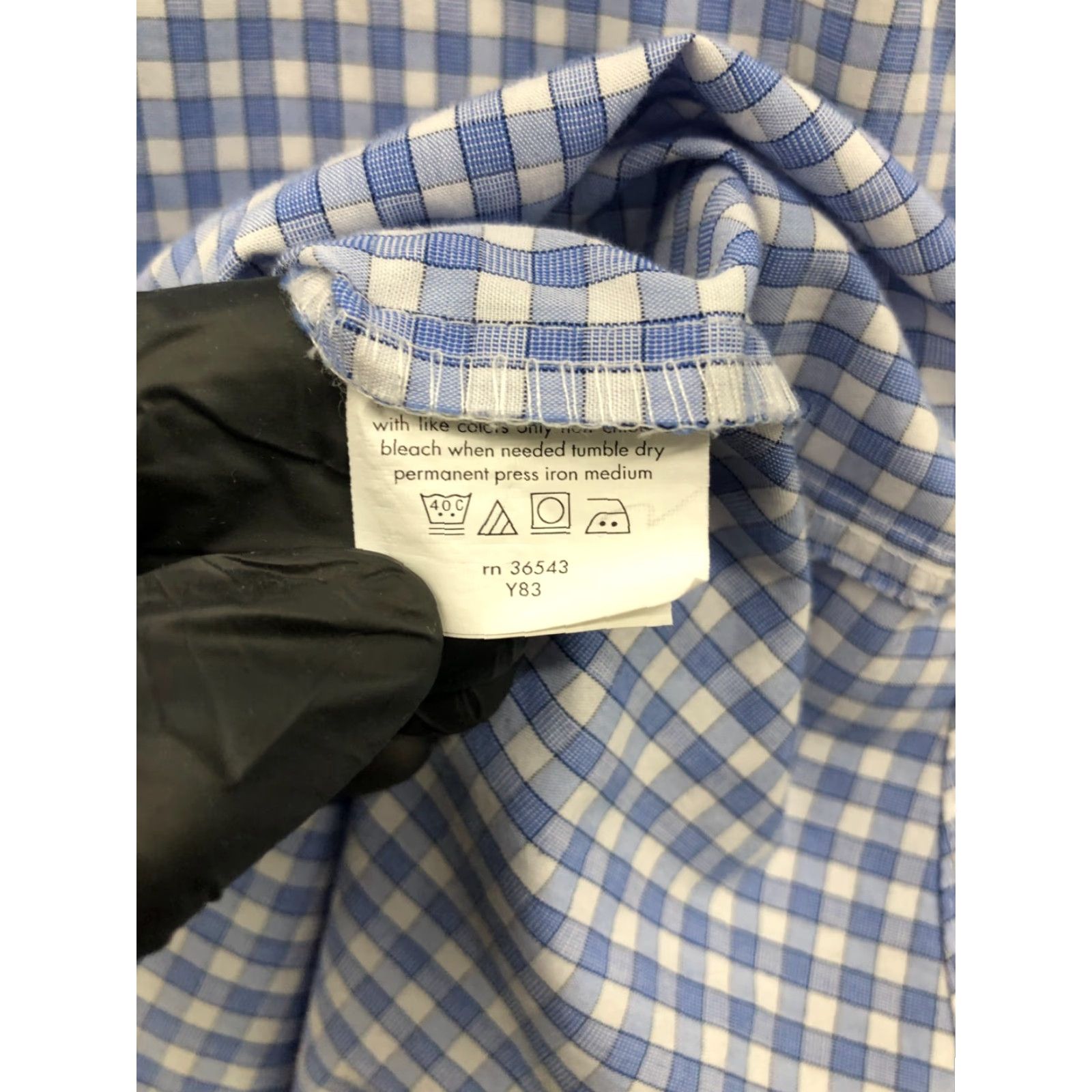 Arrow Arrow Shirt Mens 18 Blue Check Long Sleeve Button-Up No Iron Classic Fit Size US XXL / EU 58 / 5 - 7 Thumbnail