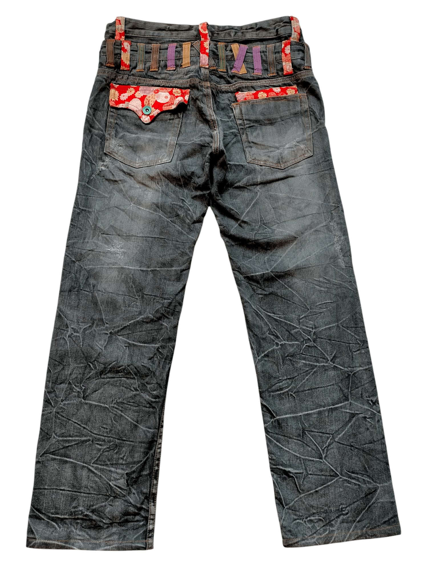 If Six Was Nine × Japanese Brand Nylaus Clothing Double Waist Black Jeans Size US 32 / EU 48 - 2 Thumbnail