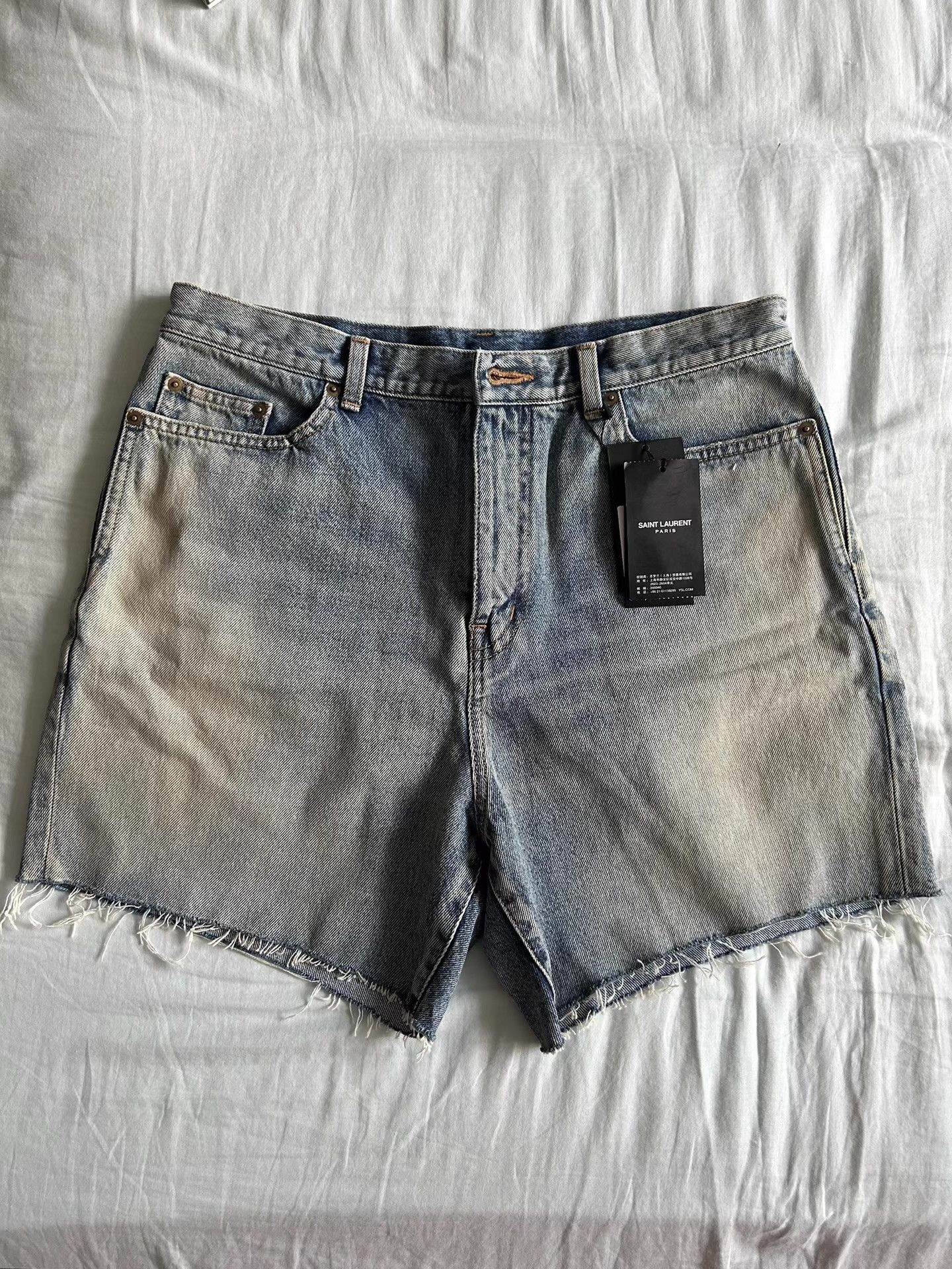 Saint Laurent Paris Saint Laurent SLP Slash & Cat Whisker Denim Shorts Ｑ23 Size US 34 / EU 50 - 1 Thumbnail