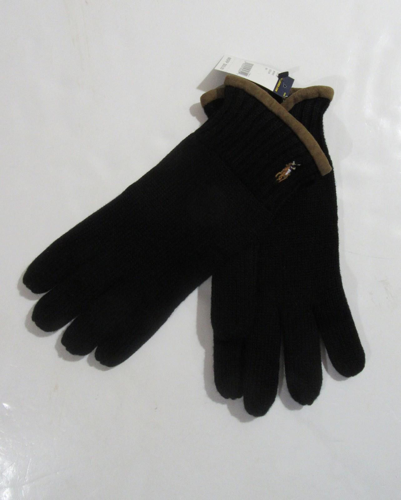 Polo Ralph Lauren Polo Ralph Mens Merino Wool Knit Gloves Black One Size NWT Size ONE SIZE - 4 Thumbnail