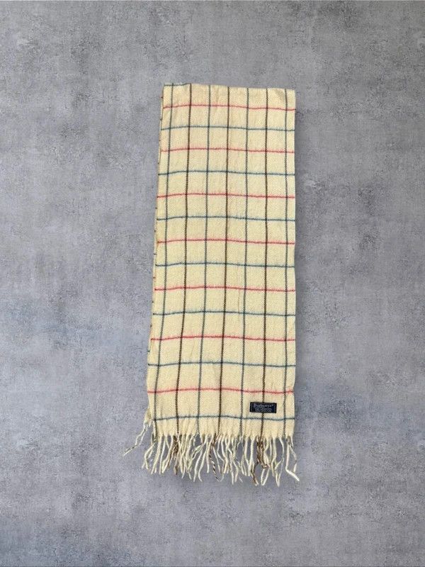Burberry Vintage Burberry scarf cream beige pattern wool Size ONE SIZE - 4 Thumbnail