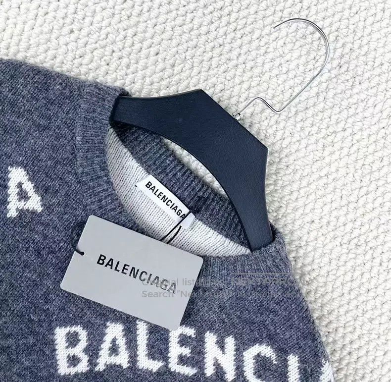 Balenciaga Balenciaga Dark Gray Barrage Full Print Logo Knit Sweater Size US S / EU 44-46 / 1 - 3 Thumbnail