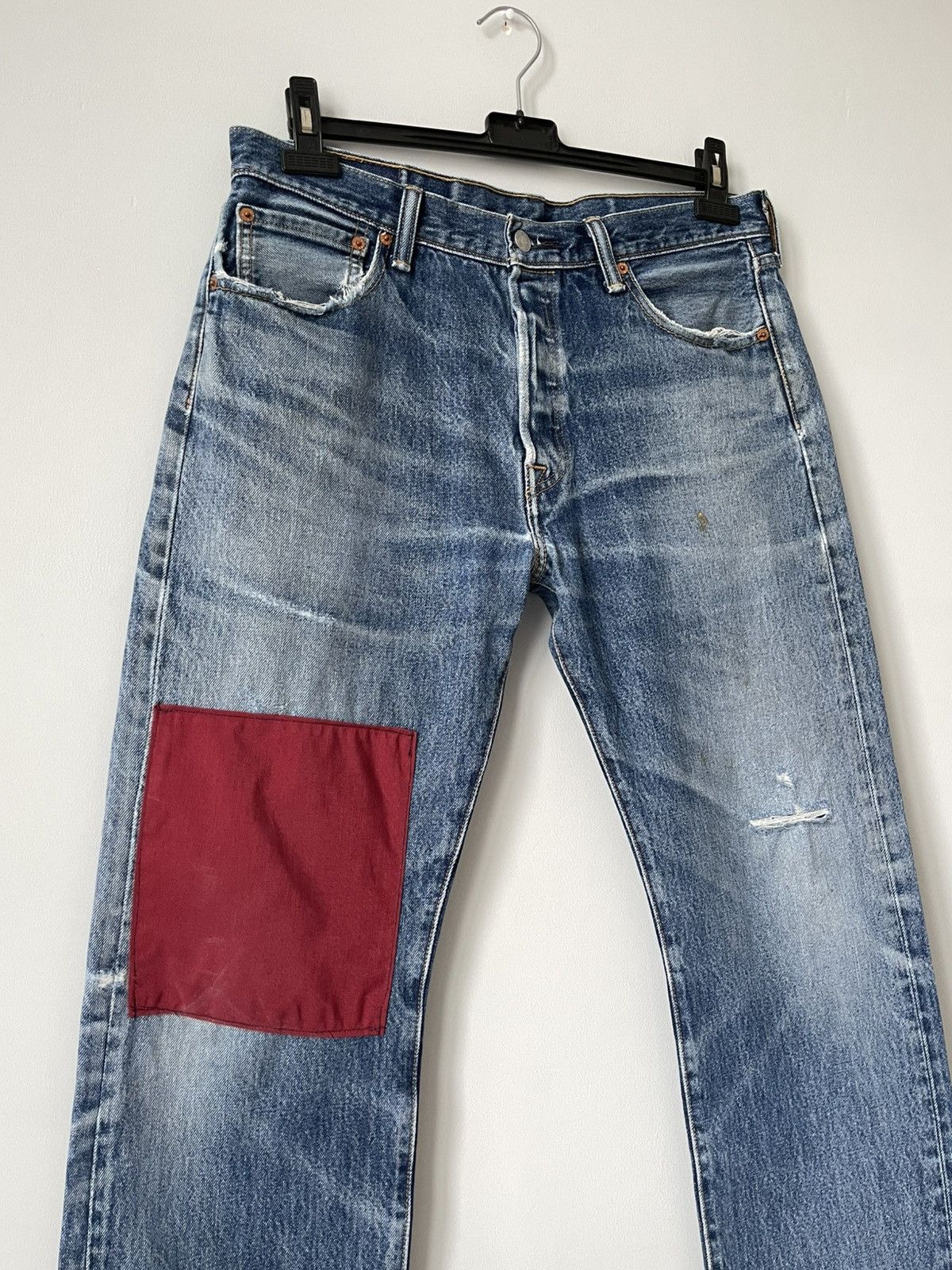 Levi's Levis 501 Patchwork Custom Faded Denim Jeans Size US 34 / EU 50 - 6 Thumbnail