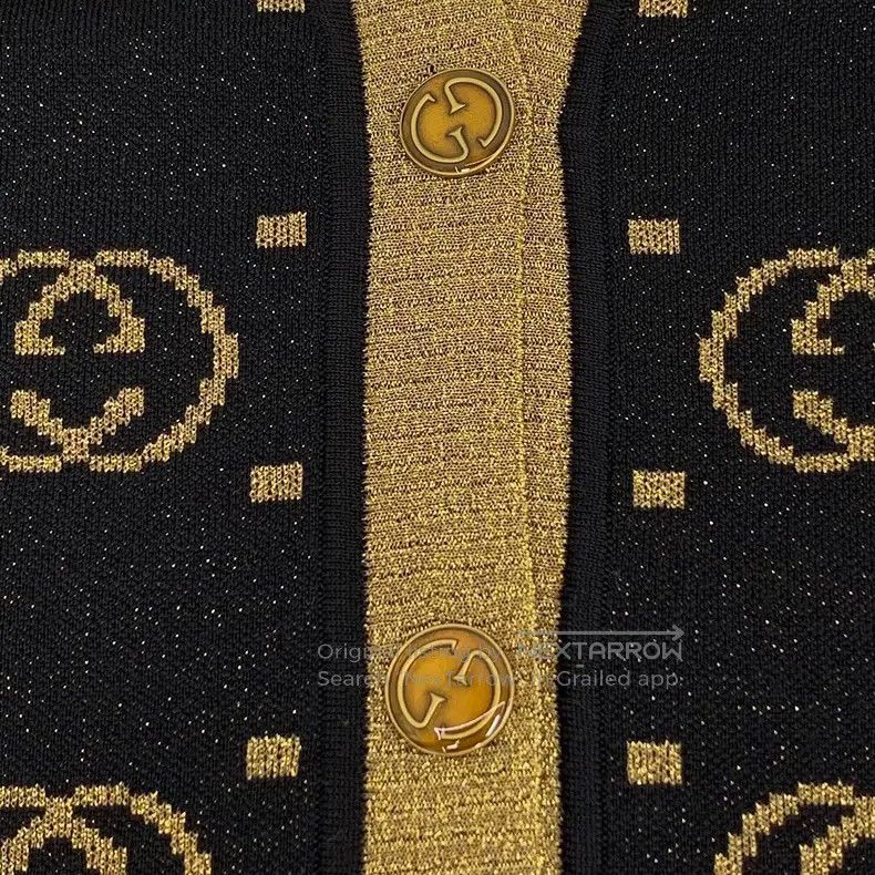 Gucci Gucci Black logo jacquard full-print wool V-neck single-br Size XS / US 0-2 / IT 36-38 - 5 Thumbnail