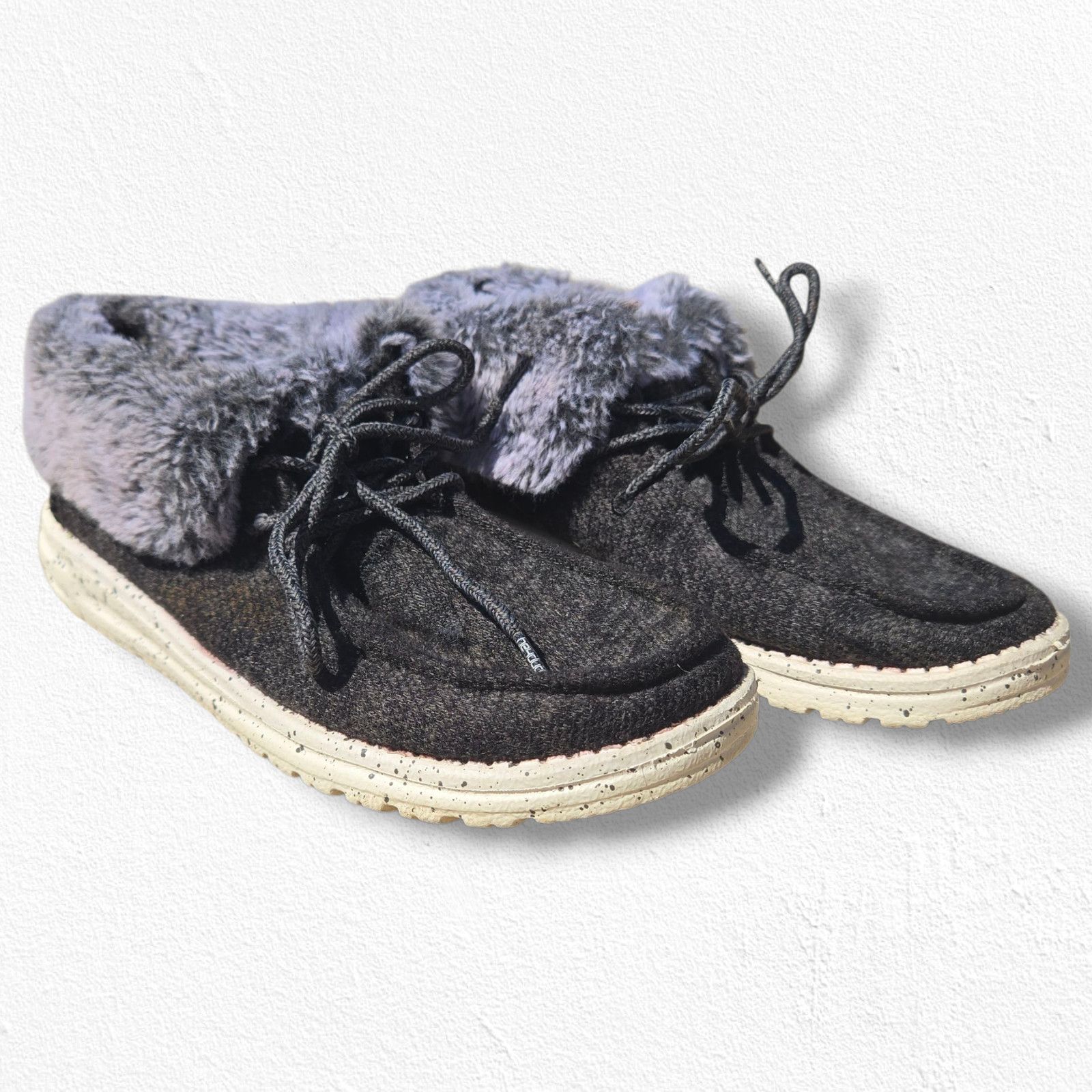 Other Hey Dude Britt Dark Gray Faux Fur Chukka Moccasins Size 7 Size US 7 / IT 37 - 1 Thumbnail