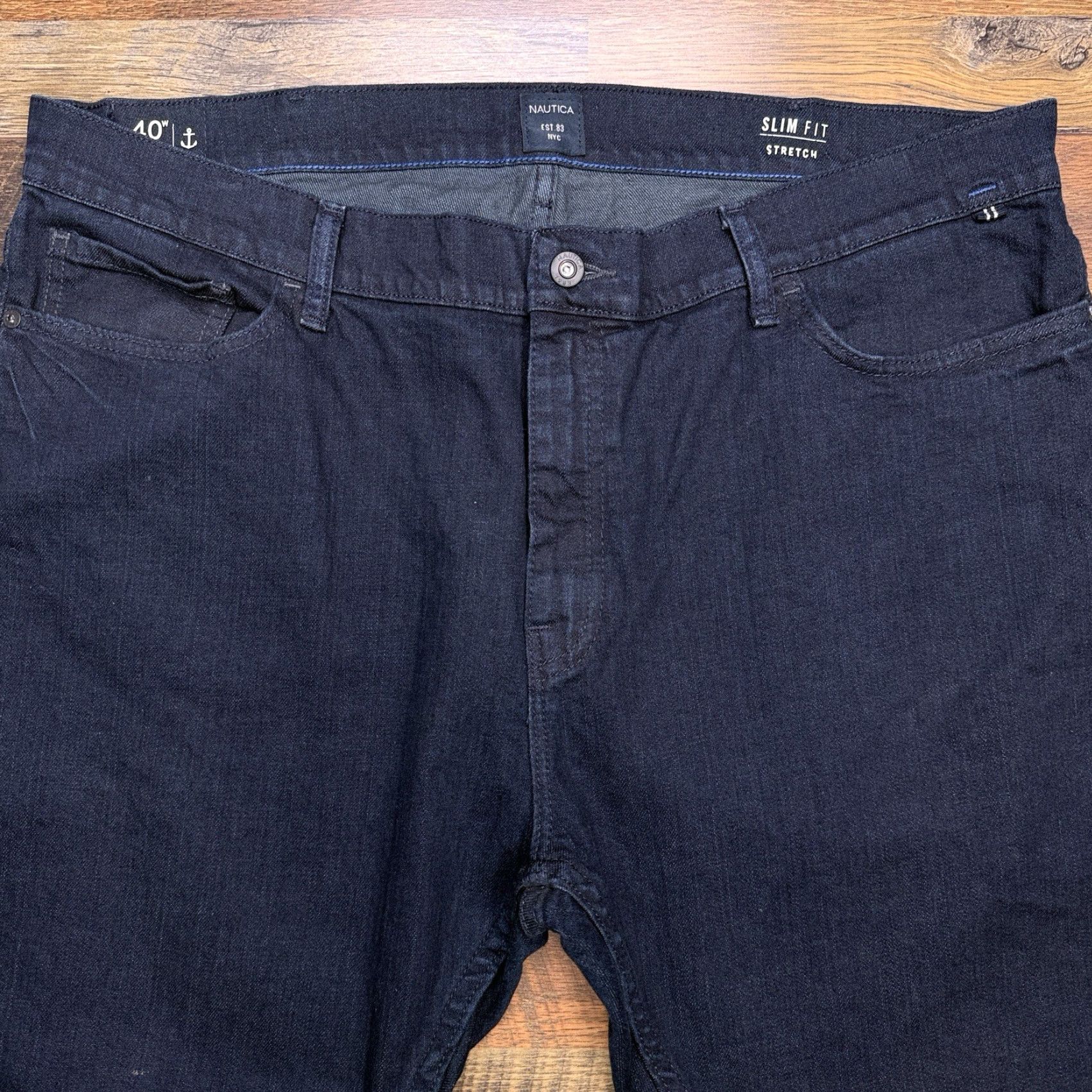 Nautica Nautica Jeans Mens 40x30 Dark Wash Mid Rise Stretch Denim City Regular Straight 5-Pocket Blue Size US 40 / EU 56 - 4 Thumbnail