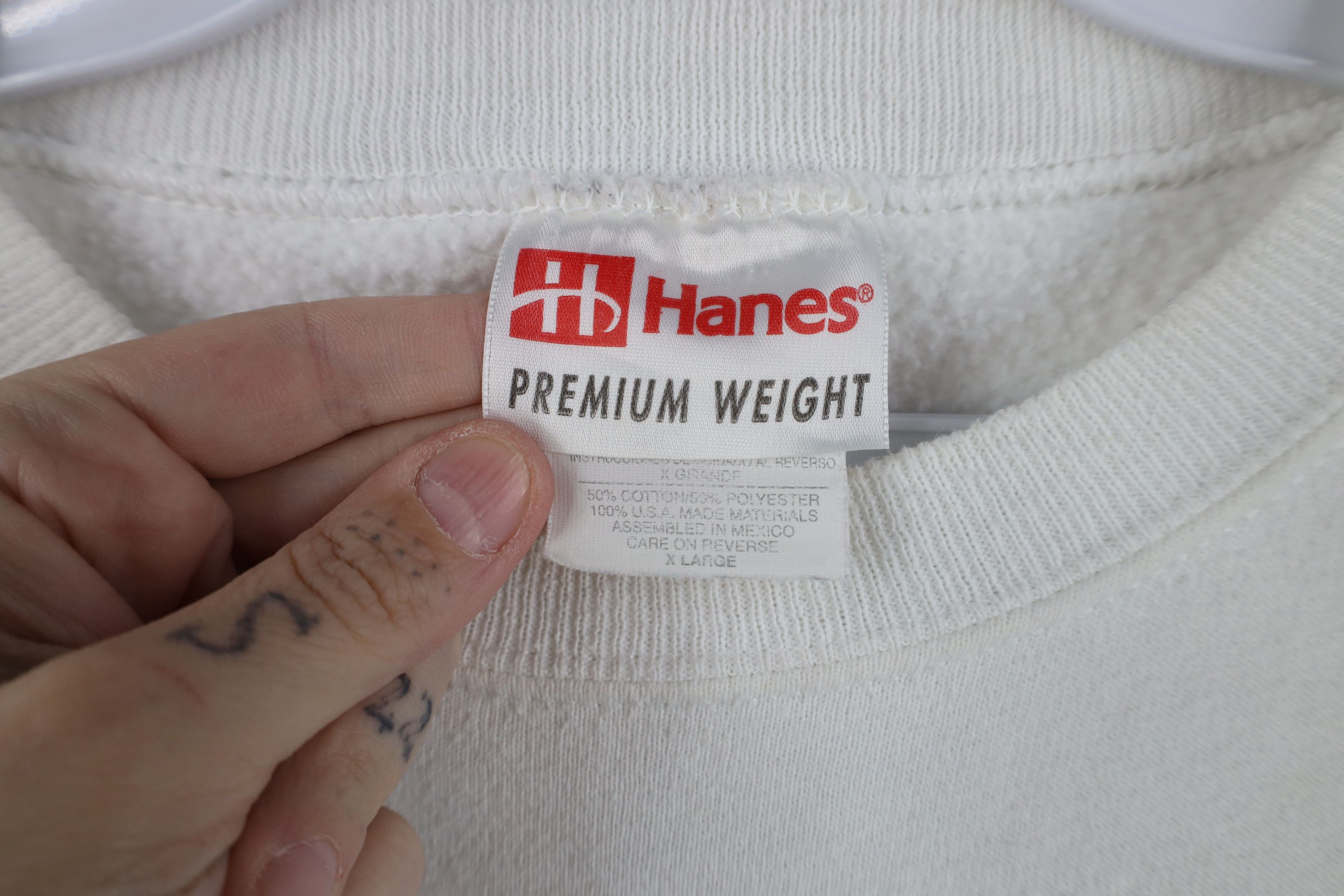 Vintage Vintage 90s Streetwear Blank Heavyweight Sweatshirt White Size US XL / EU 56 / 4 - 4 Thumbnail