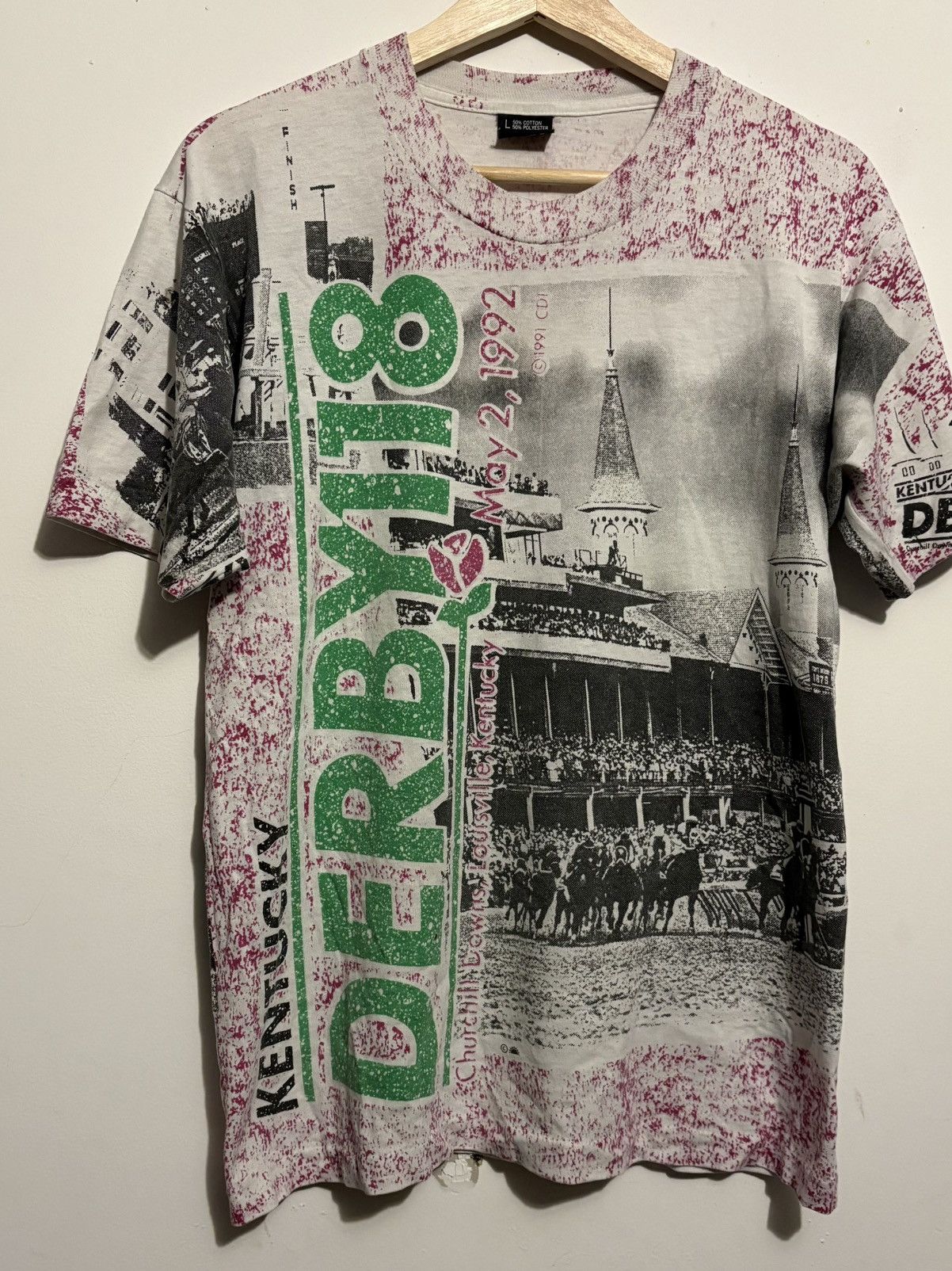 Vintage Vintage 1991 Kentucky Derby 118 AOP Screen Stars T-Shirt Size US L / EU 52-54 / 3 - 2 Thumbnail