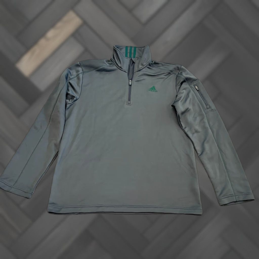 Adidas Adidas 1/4 Zip Performance Pullover Top Mens Medium Gray Green W60597 Size US M / EU 48-50 / 2 - 1 Thumbnail