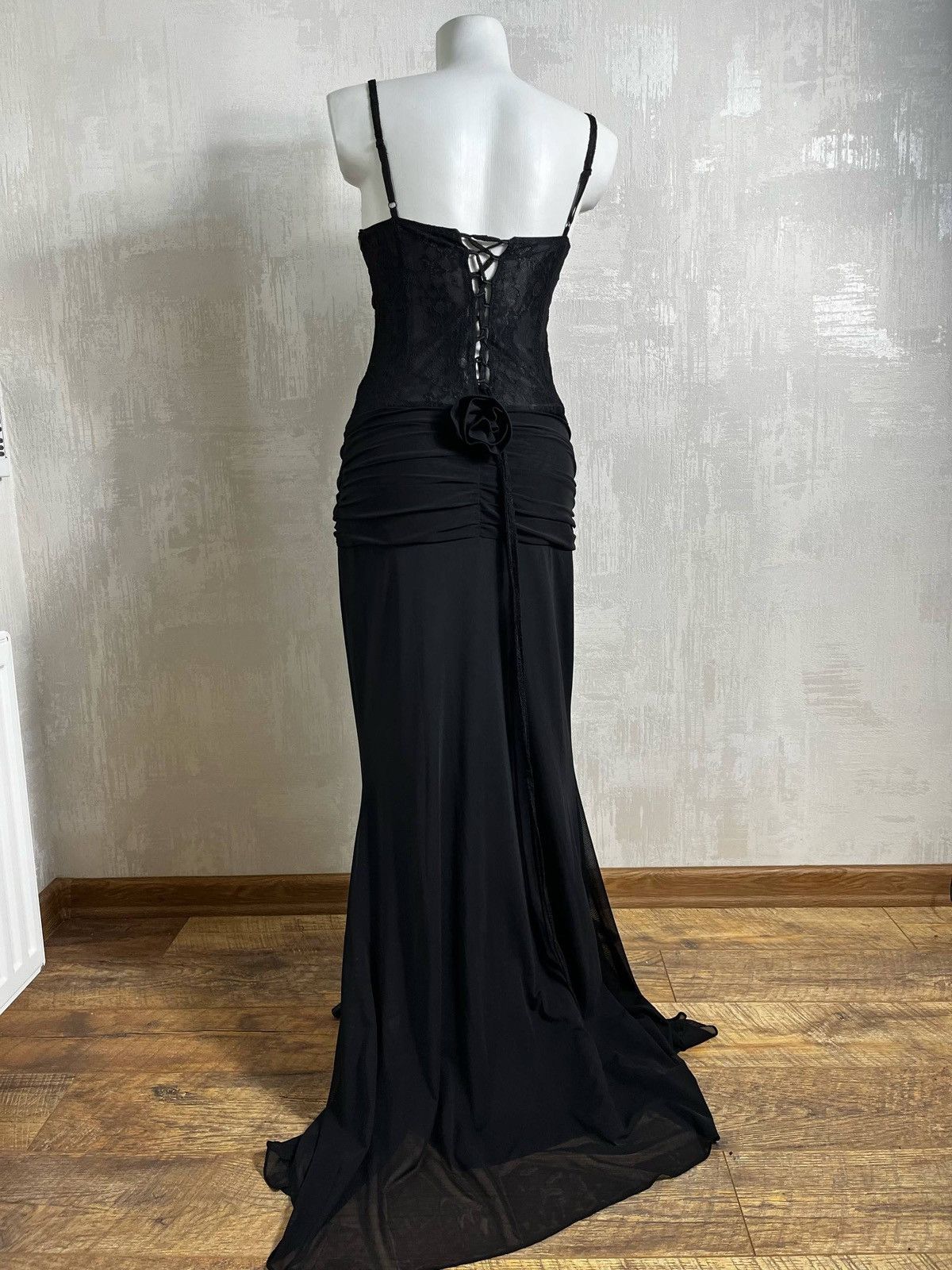 Vintage Futuristic Lace Corset Gown Cut Out Goth Dress 90s Y2K Size M / US 6-8 / IT 42-44 - 5 Thumbnail
