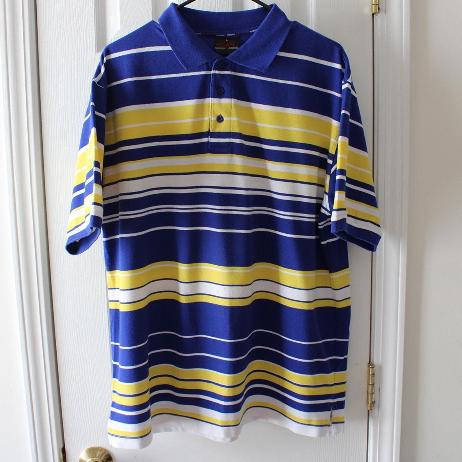 Vintage Vintage Y2K 2000's Red Ape Blue Yellow Striped Polo Size US L / EU 52-54 / 3 - 4 Thumbnail