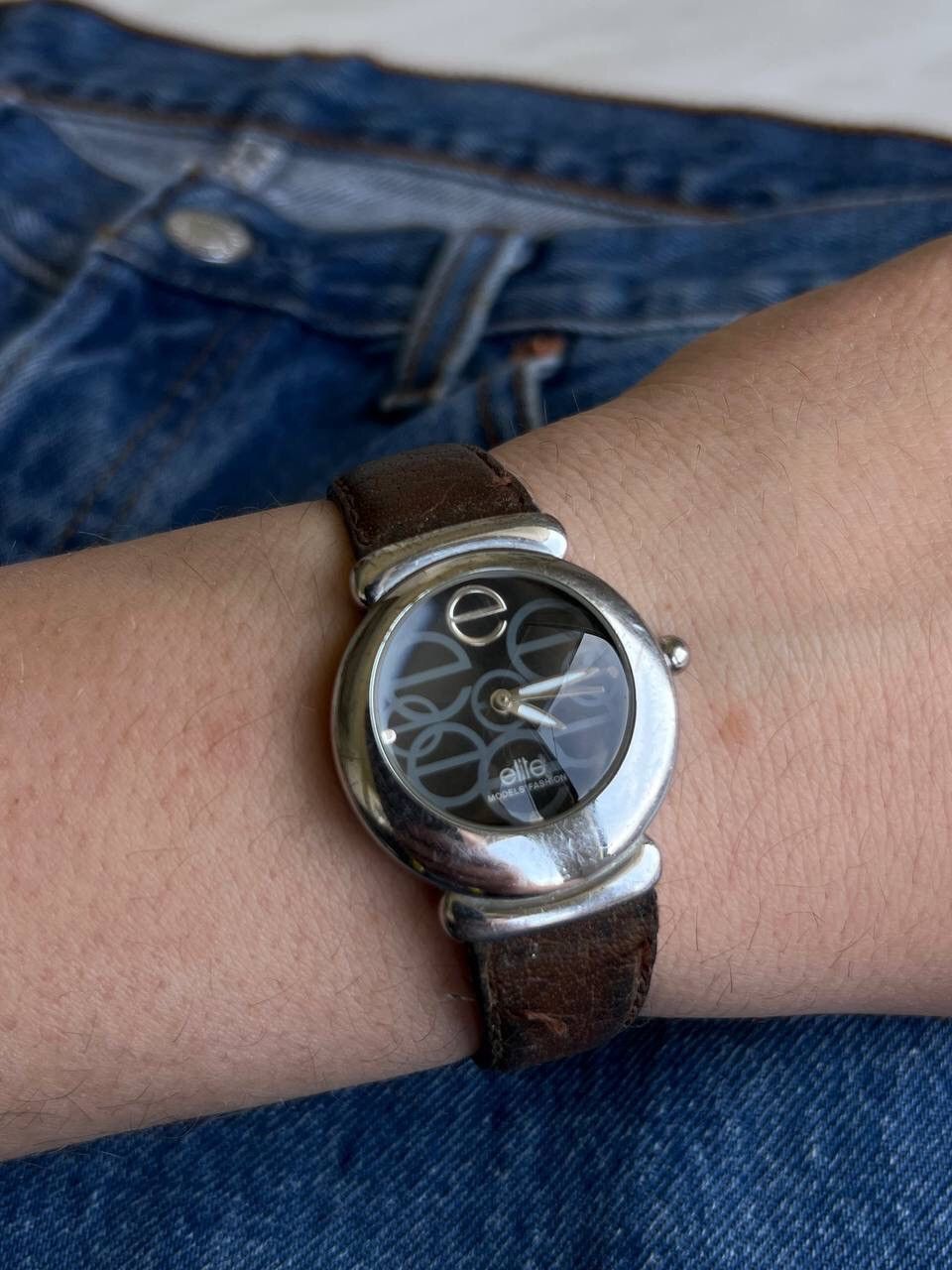 Jewelry 2000S Vintage Style Stainless Steel Quartz Chrome Watch in Brown, Men's