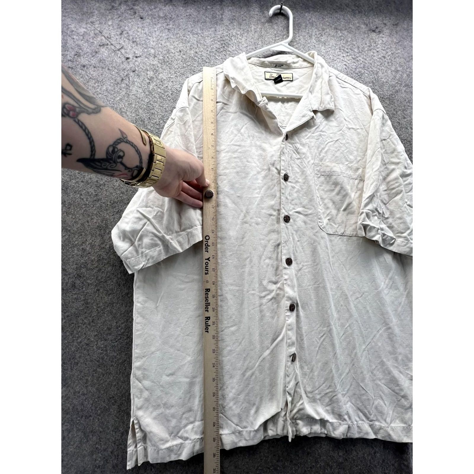 Tommy Bahama Tommy Bahama Shirt Mens XL White Geometric Silk Short Sleeve Button Front Casual Size US XL / EU 56 / 4 - 4 Thumbnail