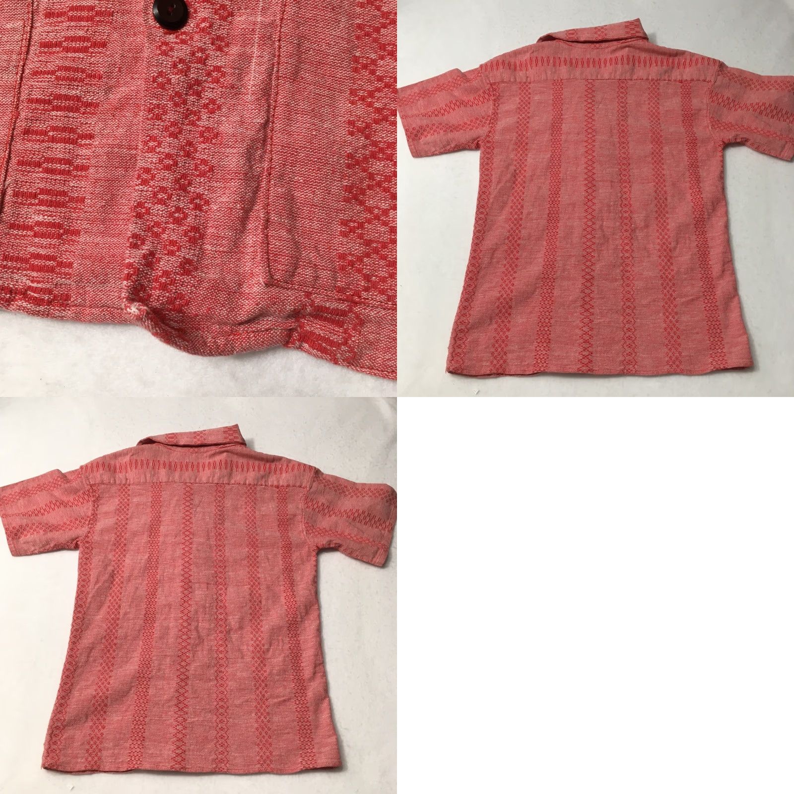 Vintage VINTAGE Herringbone Shirt XL Slim Button-Up Casual Men Short Sleeve Collared Spread Knit/Blends Shirt Size US XL / EU 56 / 4 - 8 Thumbnail