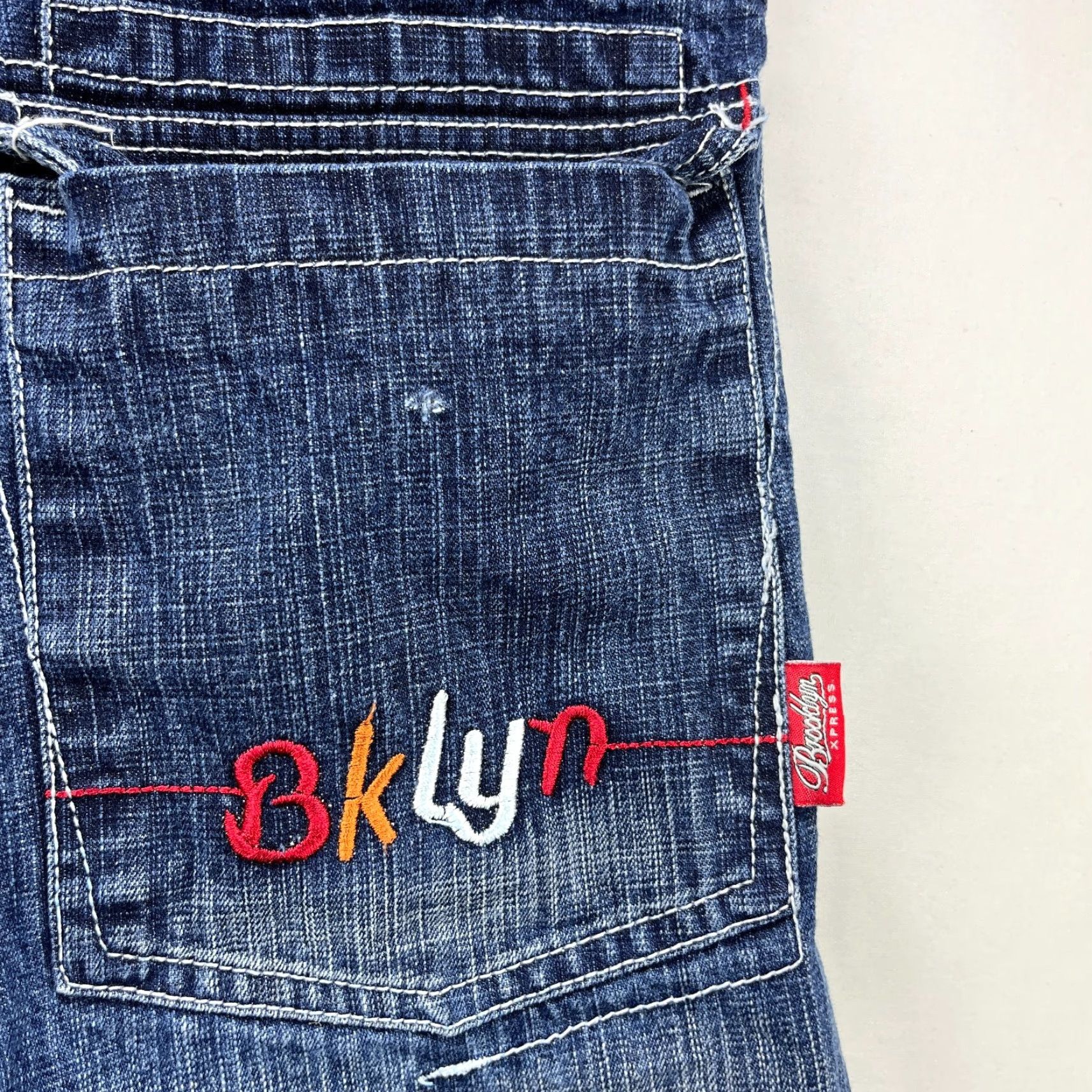 Express VINTAGE Brooklyn Jorts Baggy Denim Shorts 34 BRKLYN Mens Blue 34 Decade Y2K Size US 34 / EU 50 - 3 Thumbnail