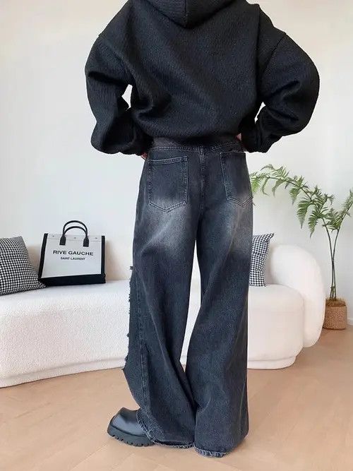 Japanese Brand × Vintage Baggy Ripped y2k jeans pants obersized casual hip Hop holes Size US 32 / EU 48 - 2 Thumbnail