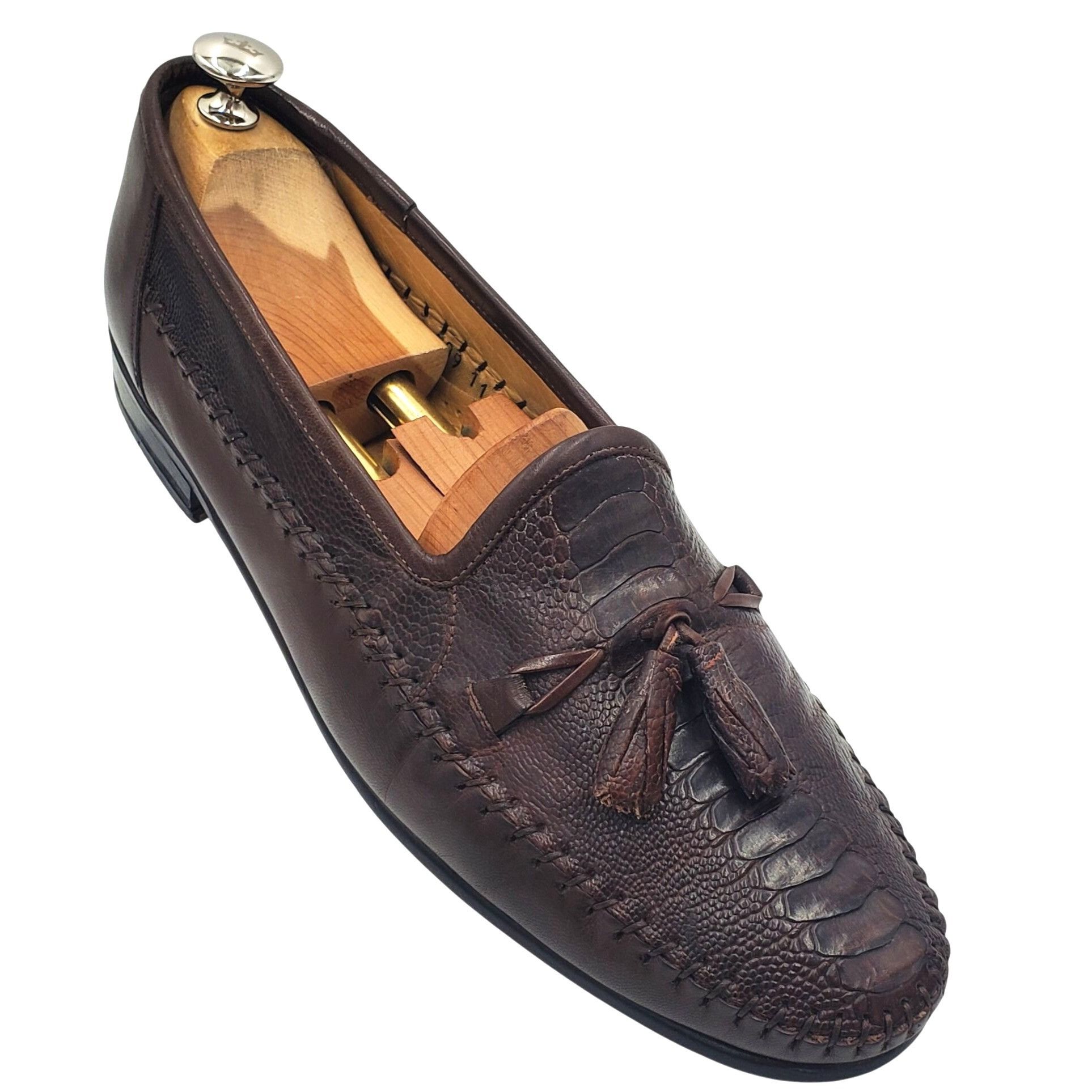 Zelli Italy Zelli Men's size 11 Brown Ostrich Exotic Leather Tasse Size US 11 / EU 44 - 1 Thumbnail