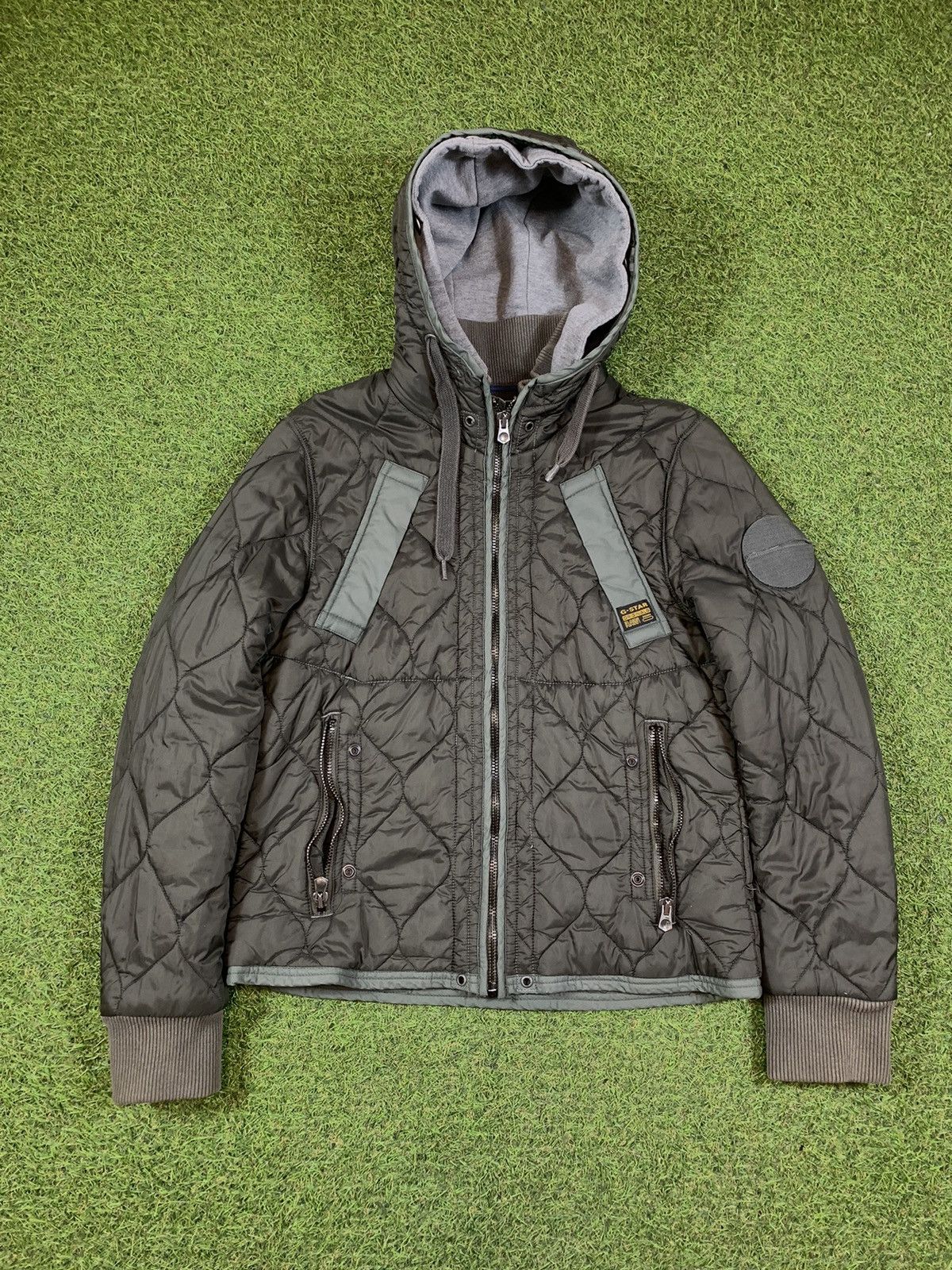 Vintage Y2K G-Star Raw Vulcan Hooded jacket quilted size L