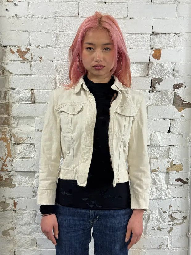 Dolce & Gabbana SS1999 Dolce & Gabbana Cream Light Denim Jacket Size XS / US 0-2 / IT 36-38 - 2 Thumbnail