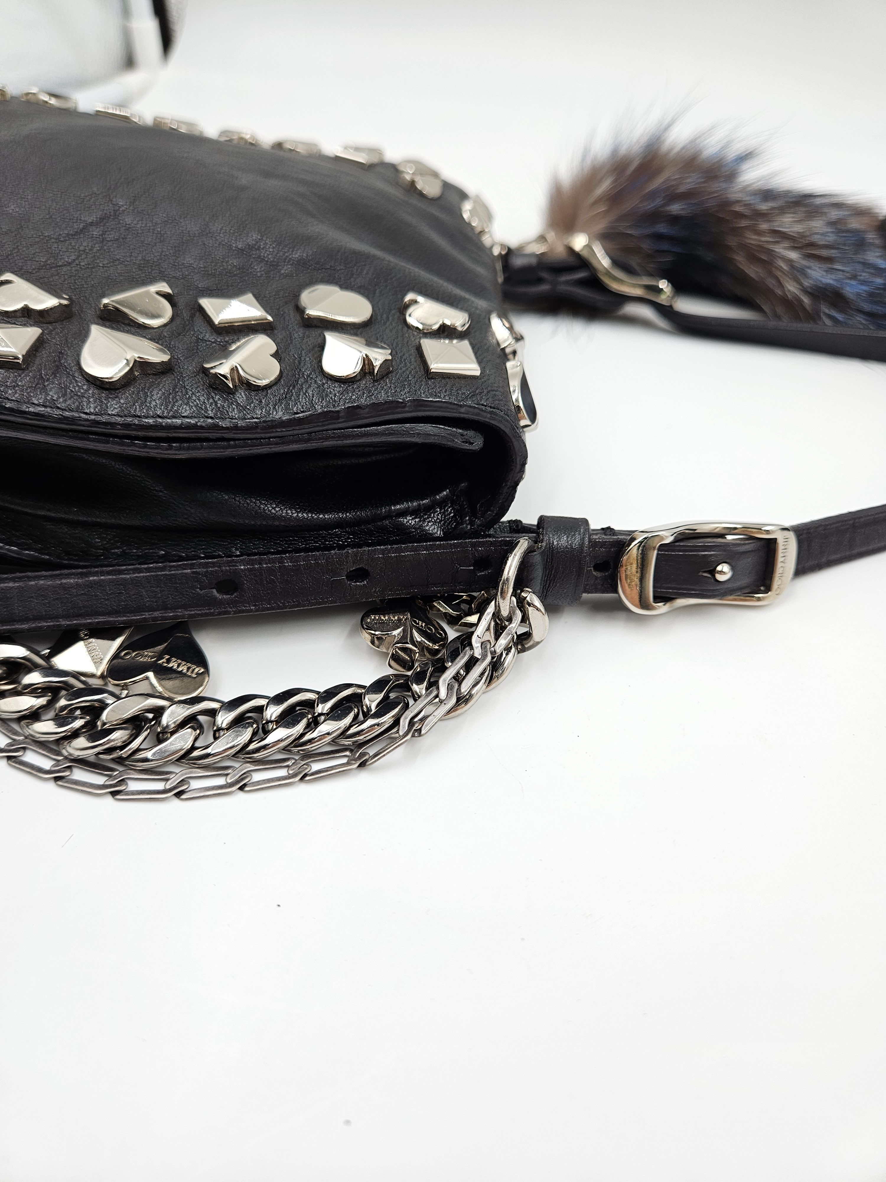 Jimmy Choo Black Leather Studded Card Suit Crossbody Bag Size ONE SIZE - 6 Thumbnail