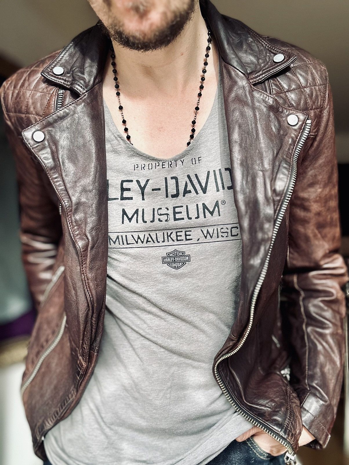 All Saints Biker Conroy Lamb Leather Jacket XS Brown