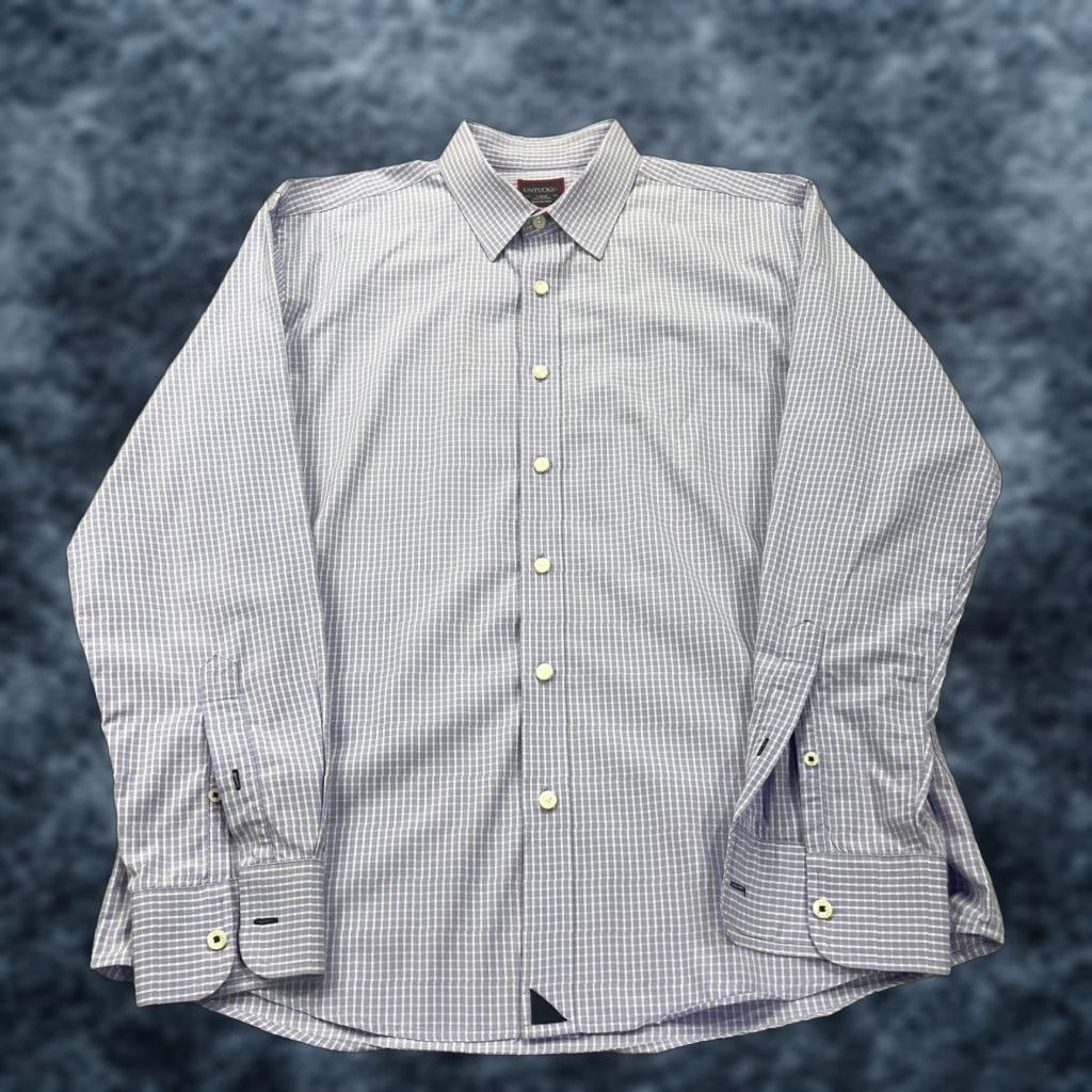 UNTUCKit UNTUCKit Shirt Mens L Purple White Check 100% Cotton Casual Office Work Prep Size US L / EU 52-54 / 3 - 1 Thumbnail