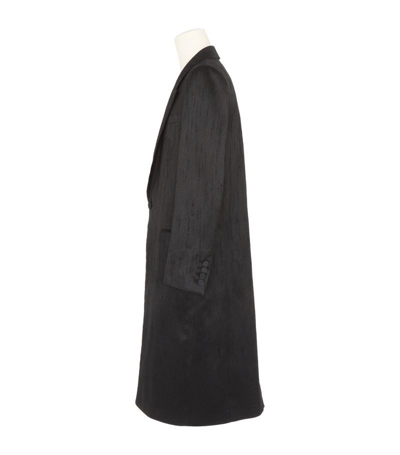 Saint Laurent Paris o1bcso1str0924 Manteau Satin Shantung Noir in Black Size US XL / EU 56 / 4 - 3 Thumbnail