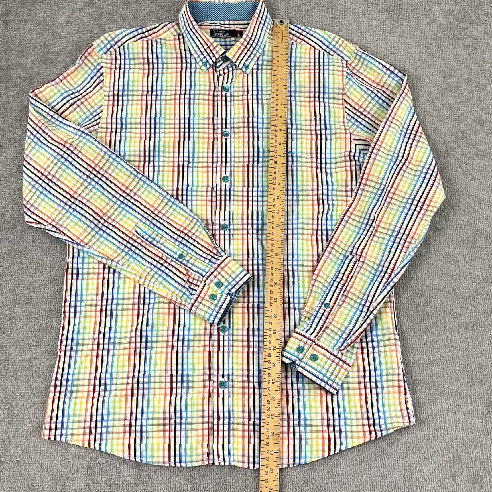 Breitling THOMAS BREITLING Shirt Mens XL Multicolor Striped Plaid Button-Down Preppy Colorful Size US XL / EU 56 / 4 - 5 Thumbnail