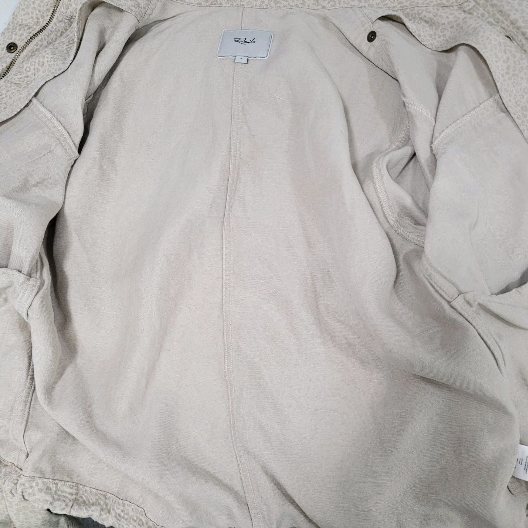 Rails Rails Beige Linen Blend Mini Cheetah Print Zip Snap Unlined Jacket Small S Size S / US 4 / IT 40 - 5 Thumbnail