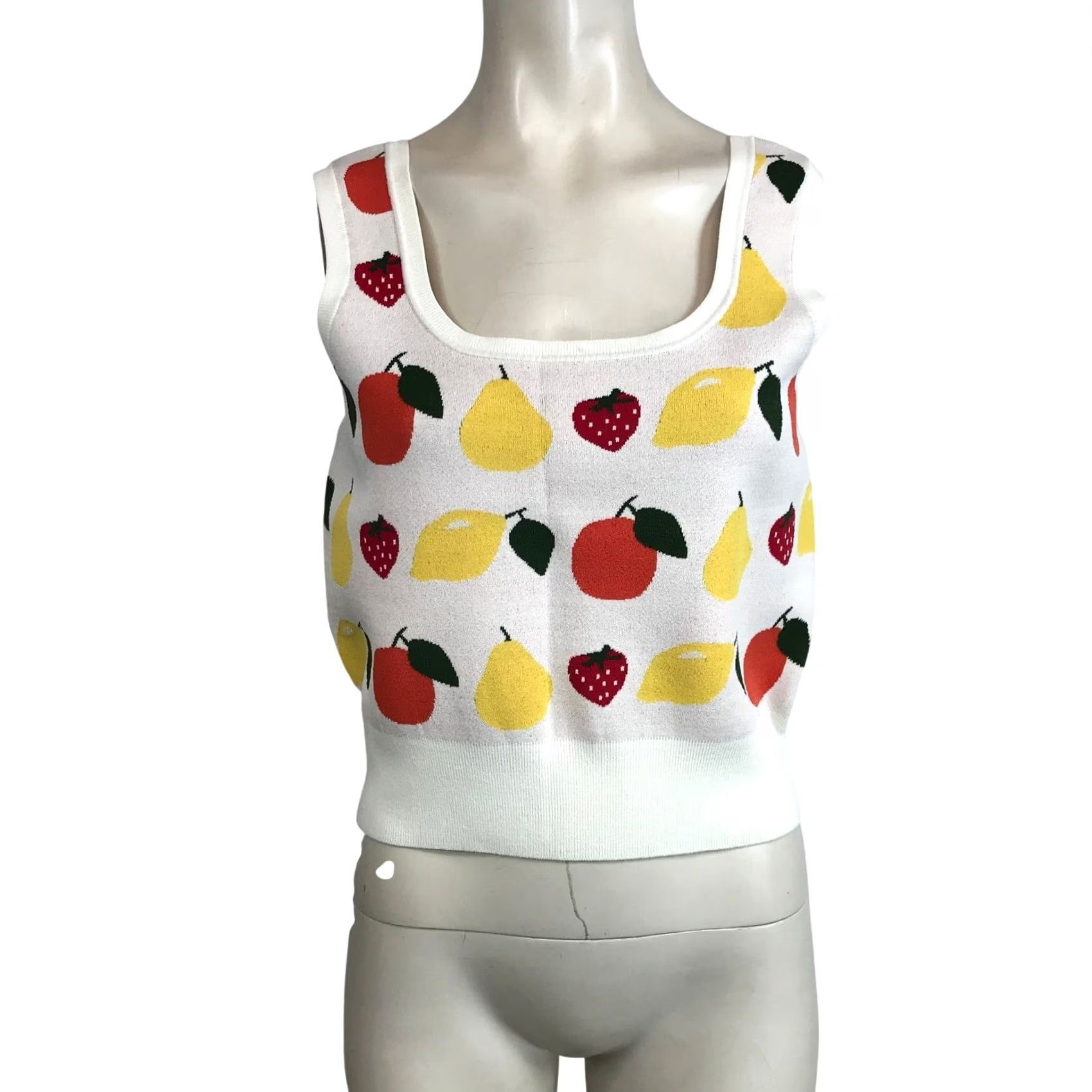 & Other Stories & Other Stories Fruit Print Knit Tank Top White S Sleeveless Square Neck Women Summer Size S / US 4 / IT 40 - 2 Thumbnail