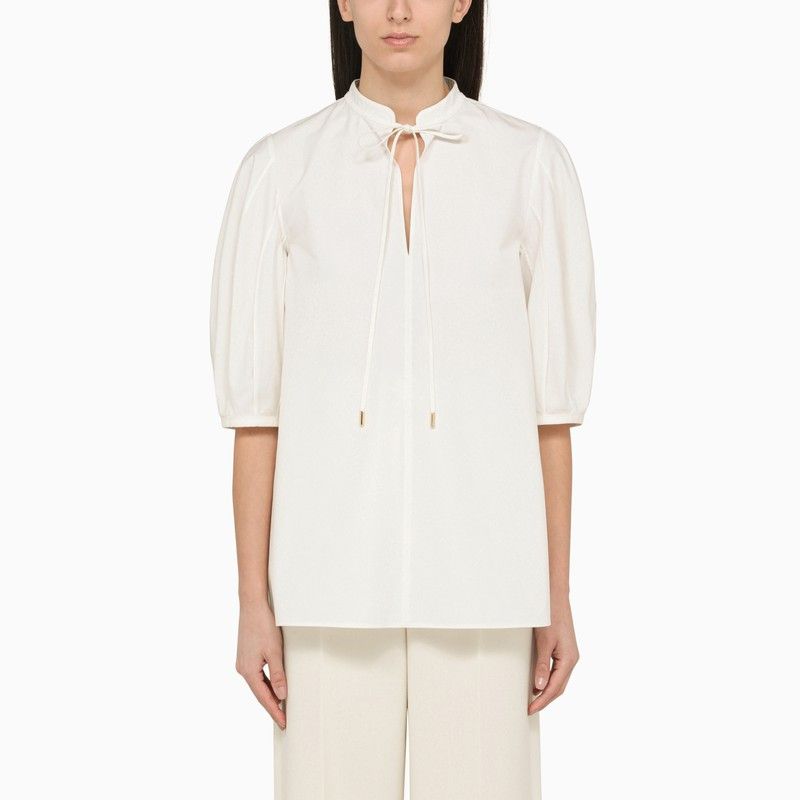 image of Chloe Cotton Butter Blouse in Beige, Women's (Size Medium)