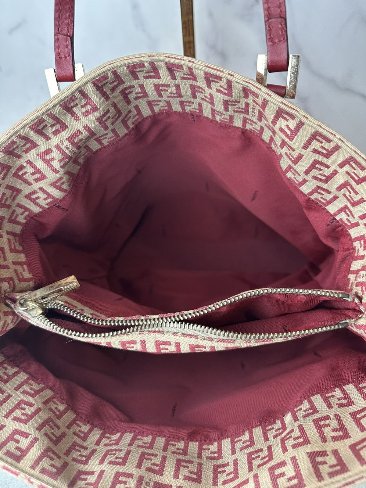 Fendi Fendi 1990s Red Zucca Canvas Tote Size ONE SIZE - 18 Thumbnail