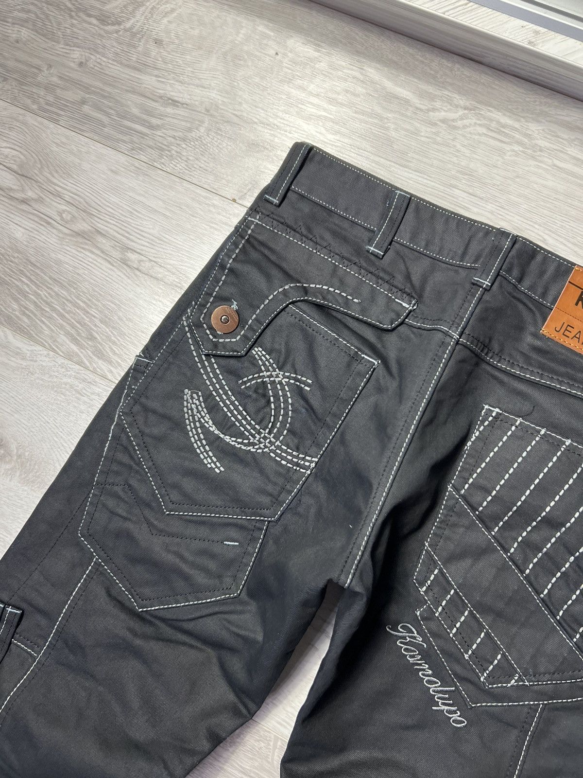 Japanese Brand Vintage Y2K K&M Kosmo Lupo Embroidered Logo Hard Wear Jeans Size US 32 / EU 48 - 10 Thumbnail