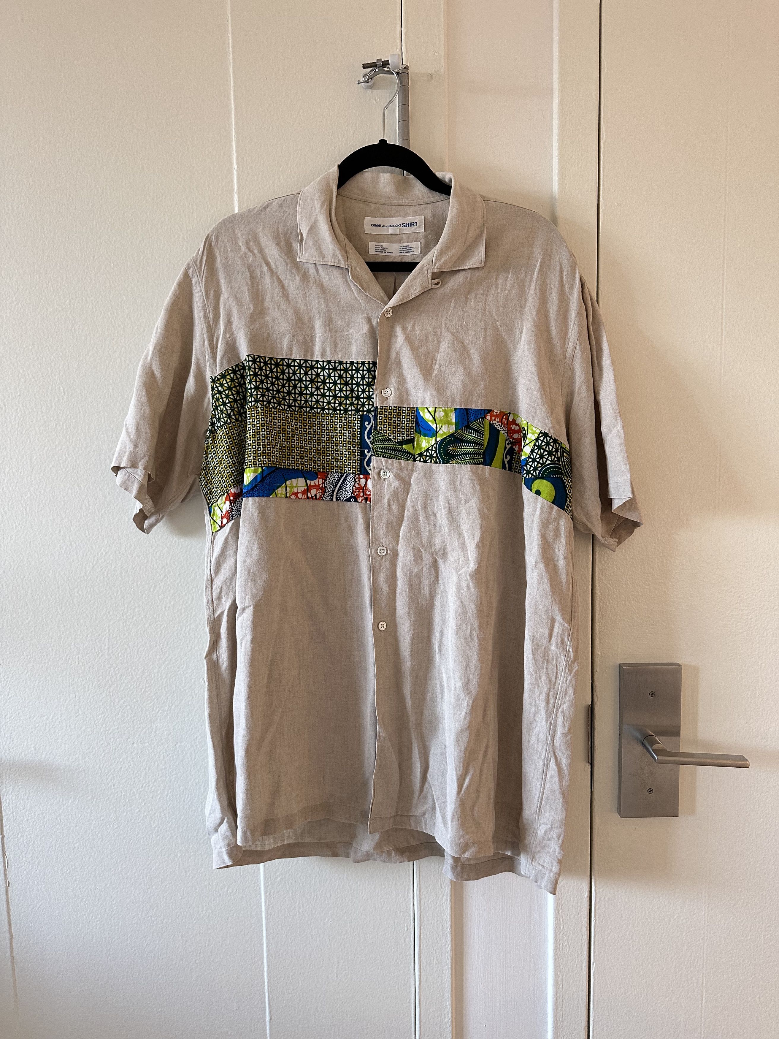 Pre-owned Comme Des Garcons X Comme Des Garcons Shirt Abstract Linen Camp Collar Shirt In Multicolor