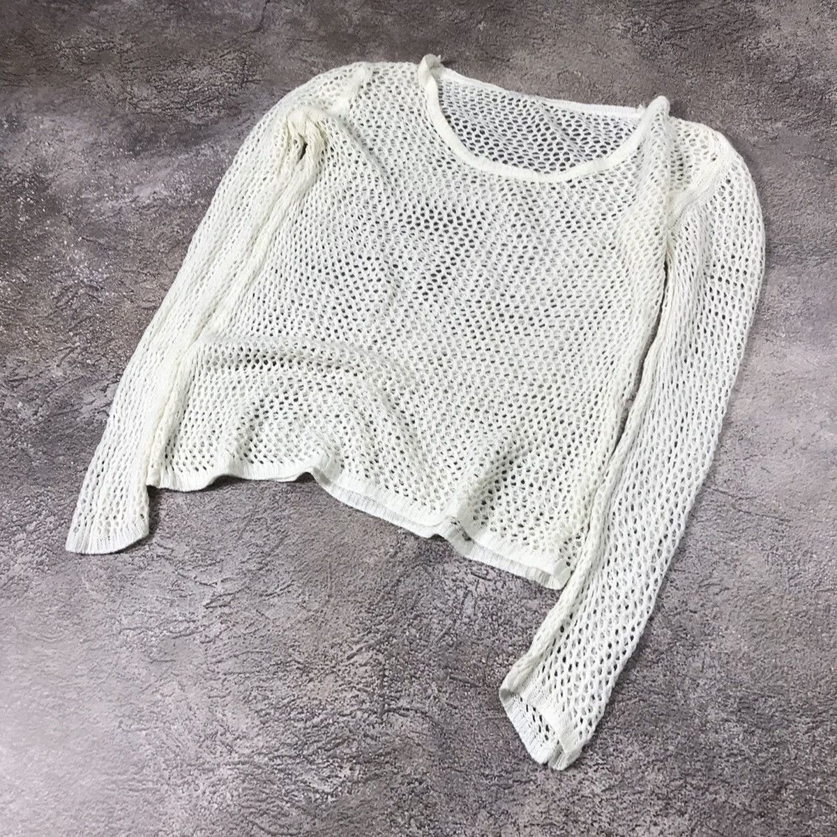 Vintage Vintage Y2K Oversized Mesh Longsleeve Cream Grunge Faded M Size M / US 6-8 / IT 42-44 - 3 Thumbnail