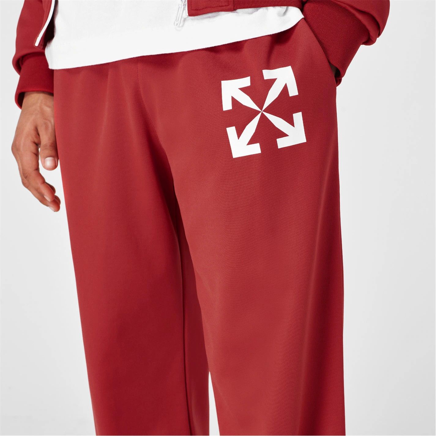 Off-White o1g2r1mq0226 Arrow Open Hem Sweatpants & Joggers In Red Size US 28 / EU 44 - 3 Thumbnail