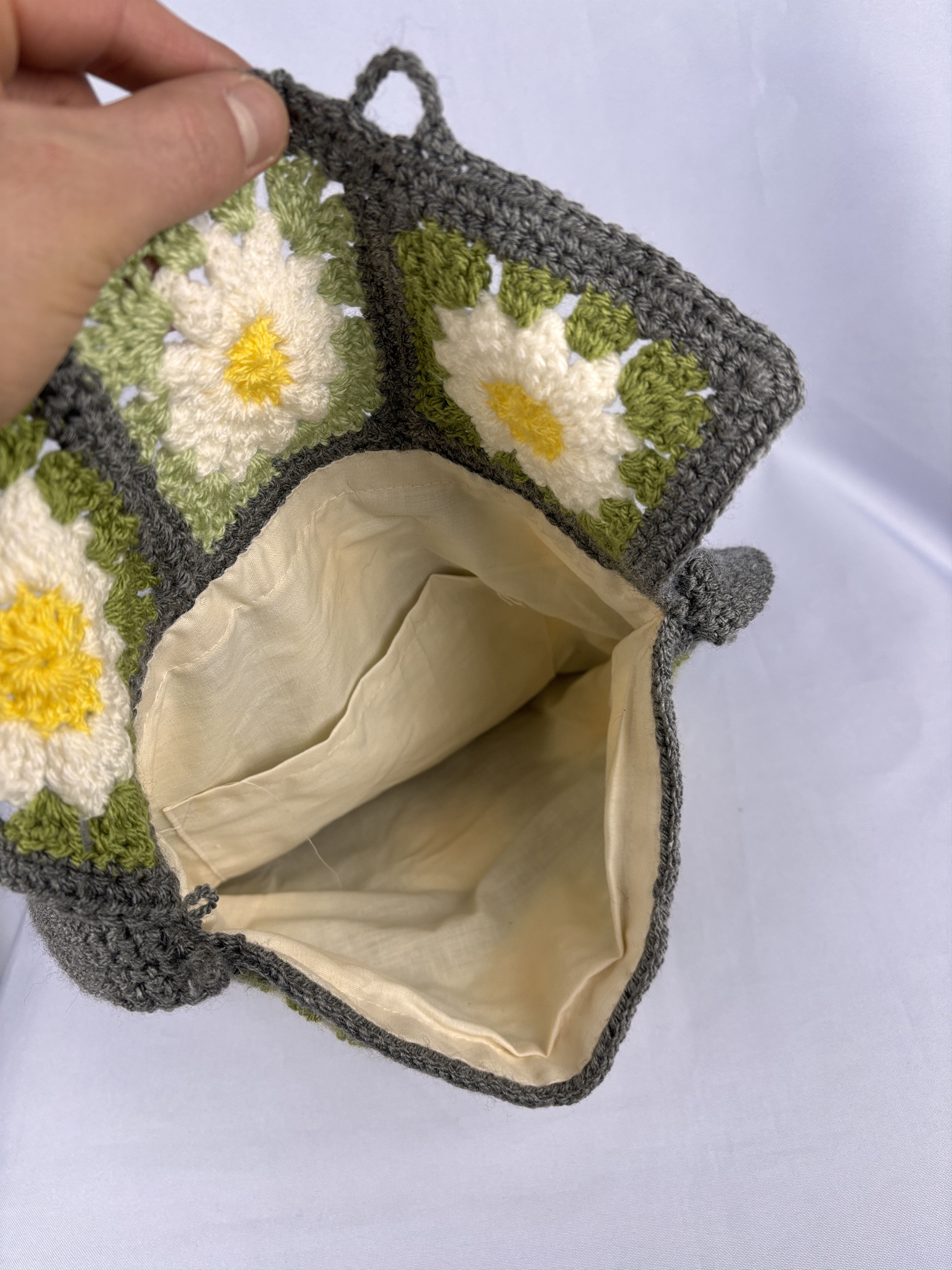 Handmade Crochet Crossbody Shoulder Bag Granny Square Knit Boho Hobo Size ONE SIZE - 7 Thumbnail