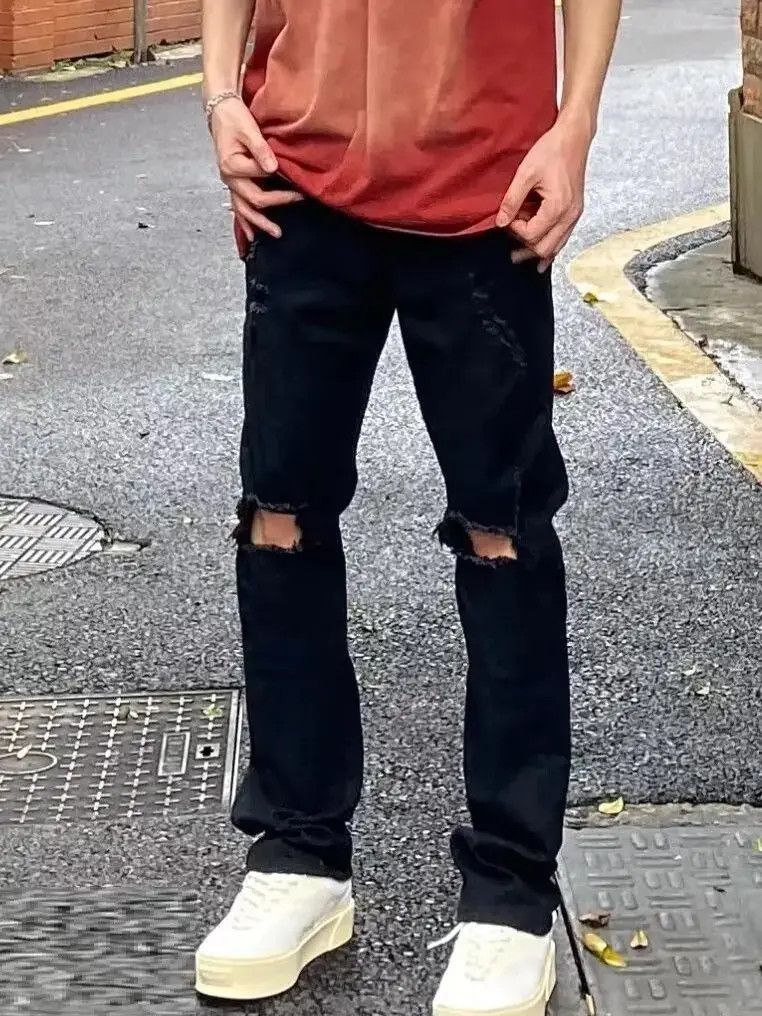 Japanese Brand Retro casual versatile distressed jeans Size US 32 / EU 48 - 5 Thumbnail