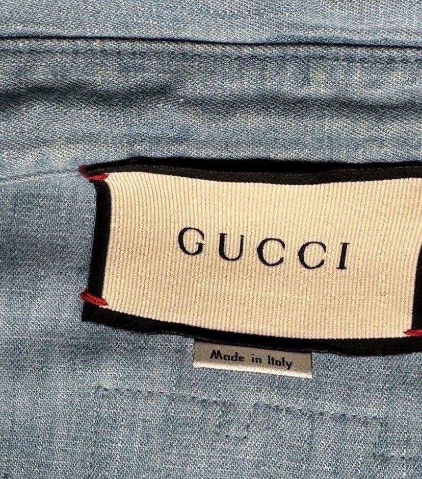 Gucci GUCCI TIGER FACE LOGO DENIM SHIRT IN BLUE Size M / US 6-8 / IT 42-44 - 4 Thumbnail