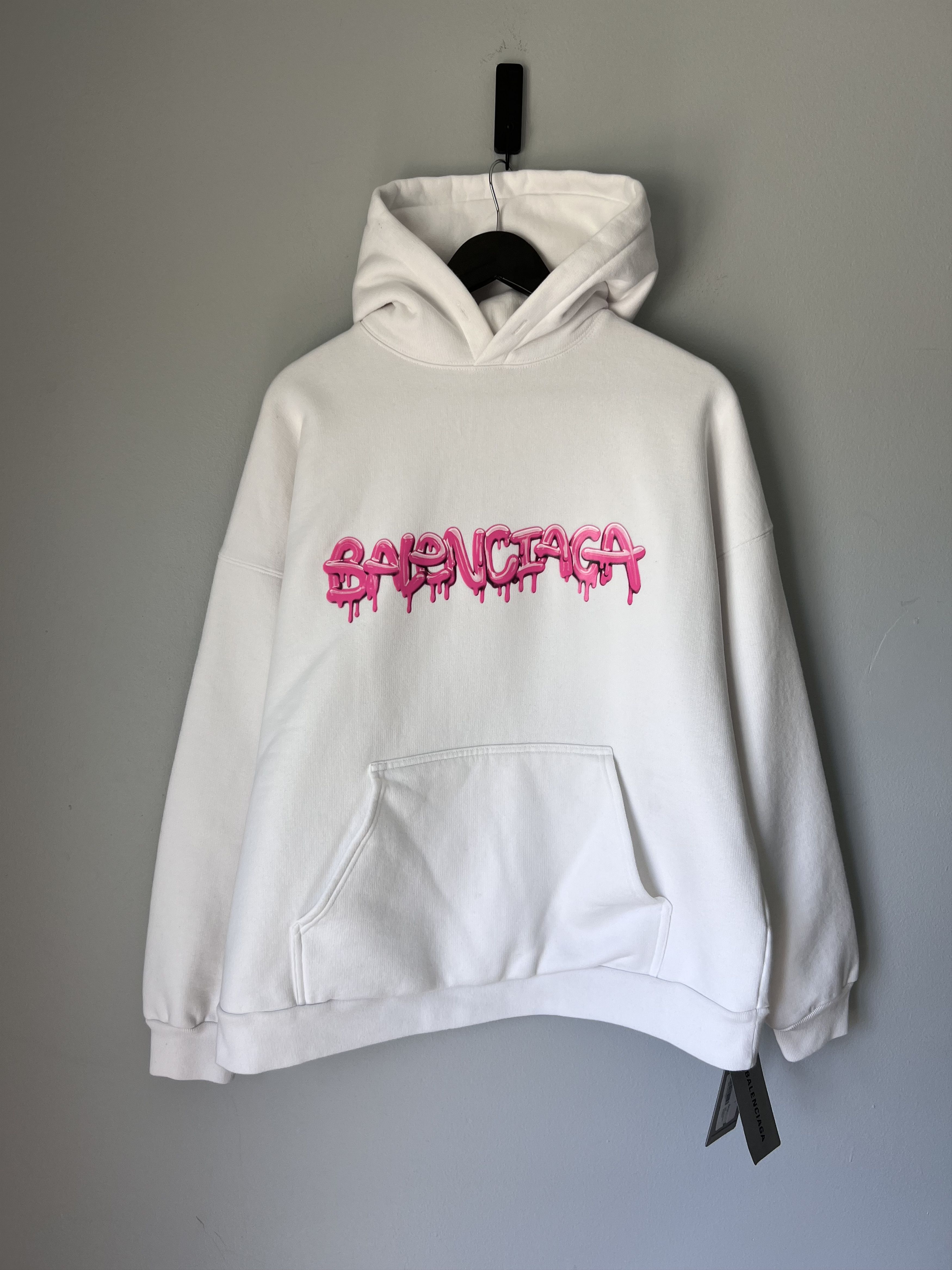 Balenciaga Balenciaga Slime Logo Hoodie in White Pink Size US S / EU 44-46 / 1 - 1 Thumbnail