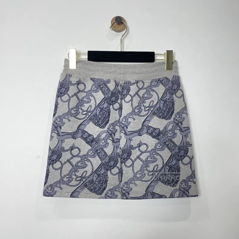 Hermes Patterned high-waisted straight casual skirt