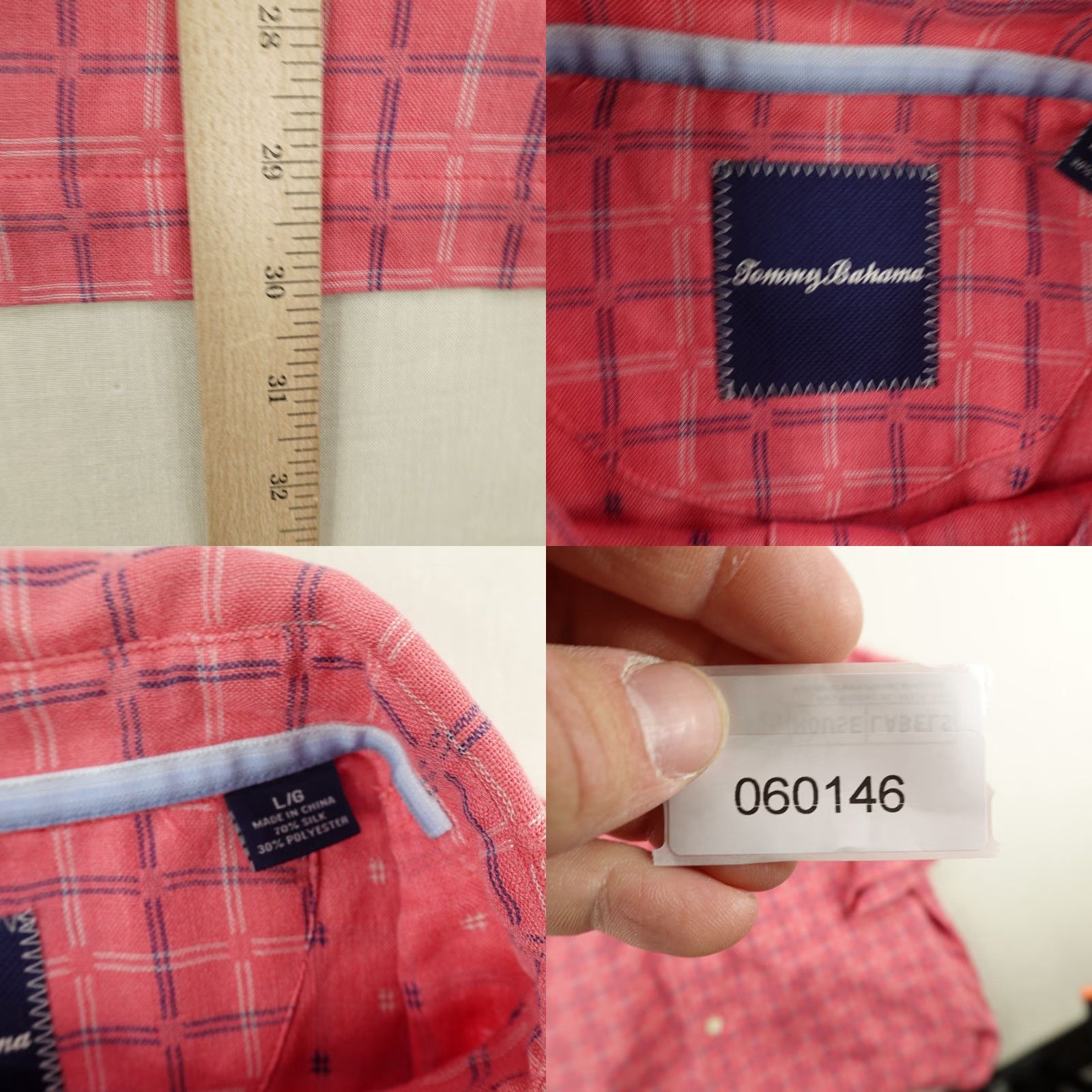 Tommy Bahama Tommy Bahama Shirt Men Large Pink Plaid Hawaiian Silk Blend Camp Button Up Aloha Size US L / EU 52-54 / 3 - 8 Thumbnail