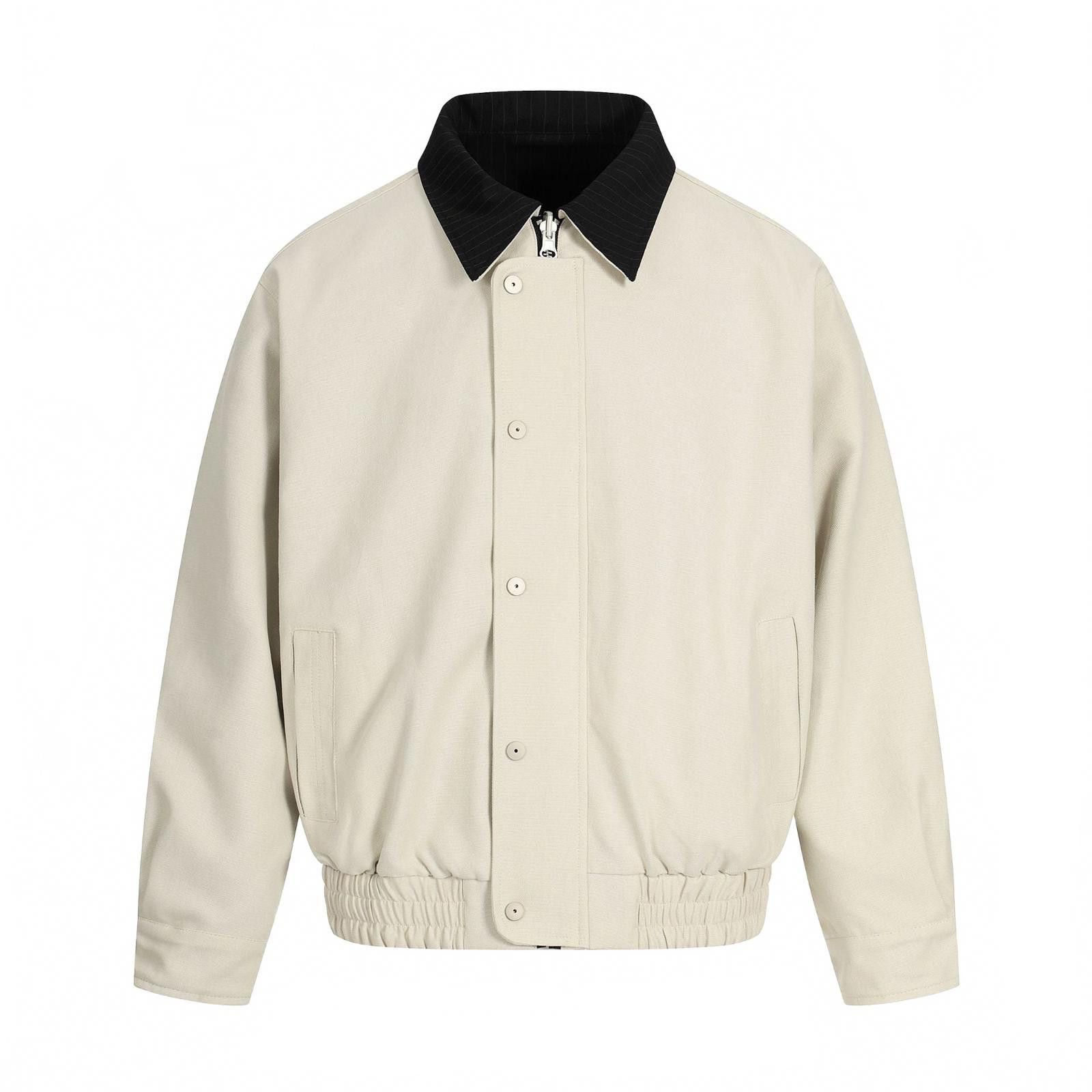 Vintage Beige Relaxed Fit Bomber Jacket with Black Collar Size US M / EU 48-50 / 2 - 2 Thumbnail
