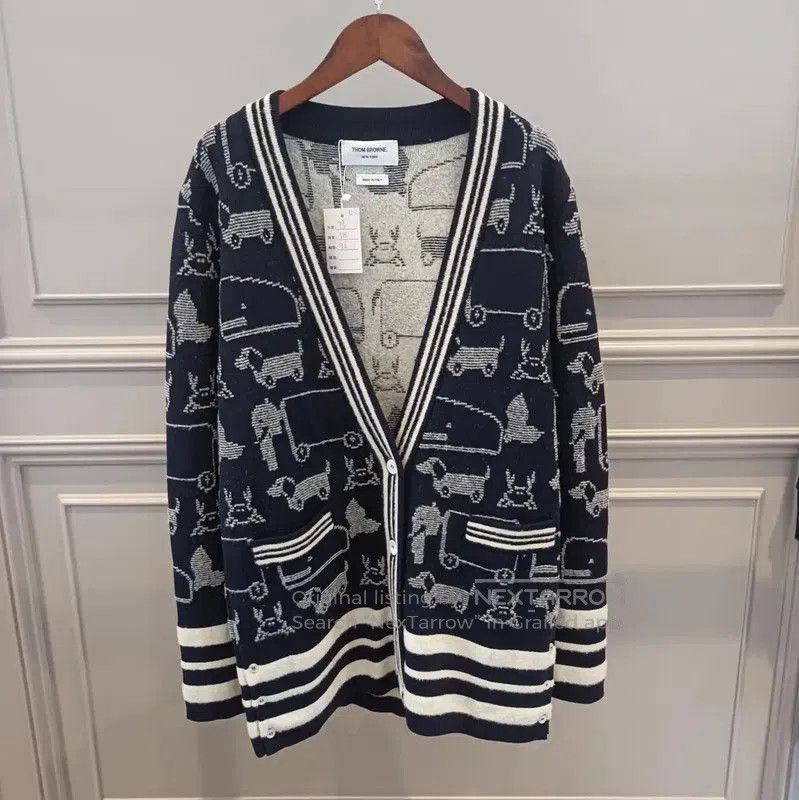 Thom Browne Thom Browne Black Wool-Blend Long Cardigan . Size M / US 6-8 / IT 42-44 - 1 Thumbnail