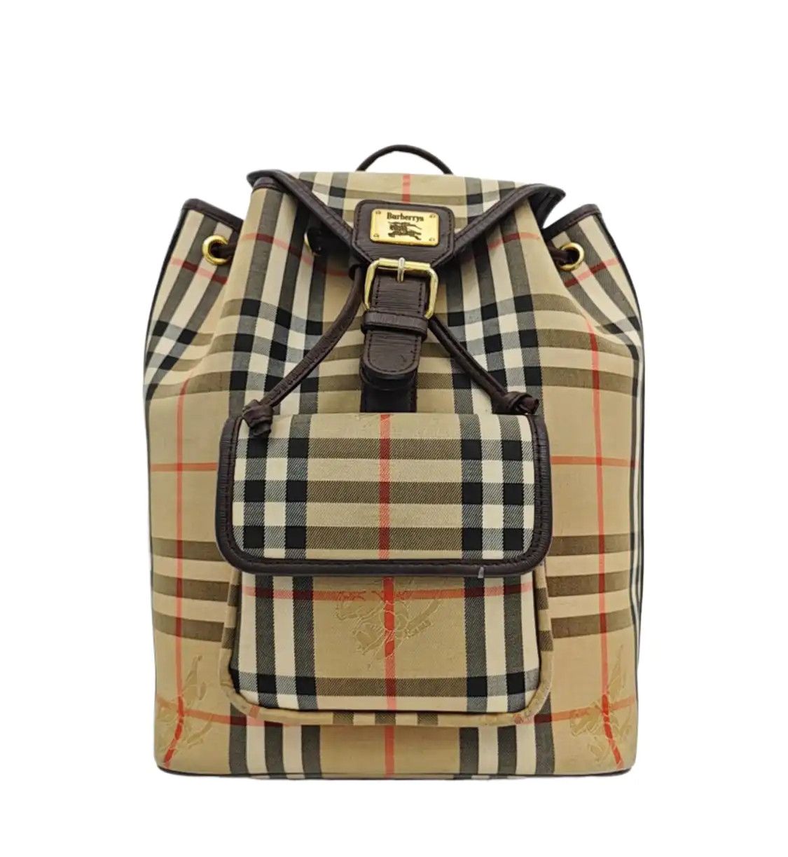 Burberry BURBERRY khaki canvas war horse plaid embossed backpack gold hardware Size ONE SIZE - 1 Thumbnail