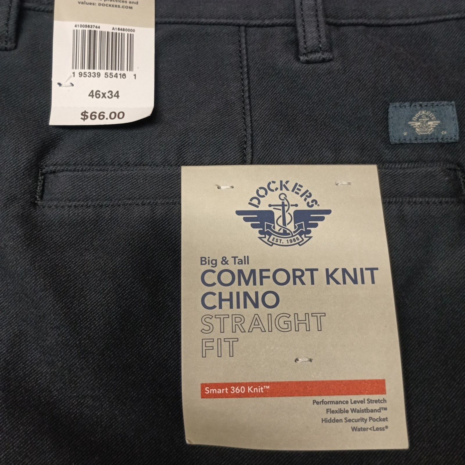 Dockers Dockers Comfort Knit Chino Pants Men's Size 46x34 Black Size US 44 / EU 60 - 2 Thumbnail