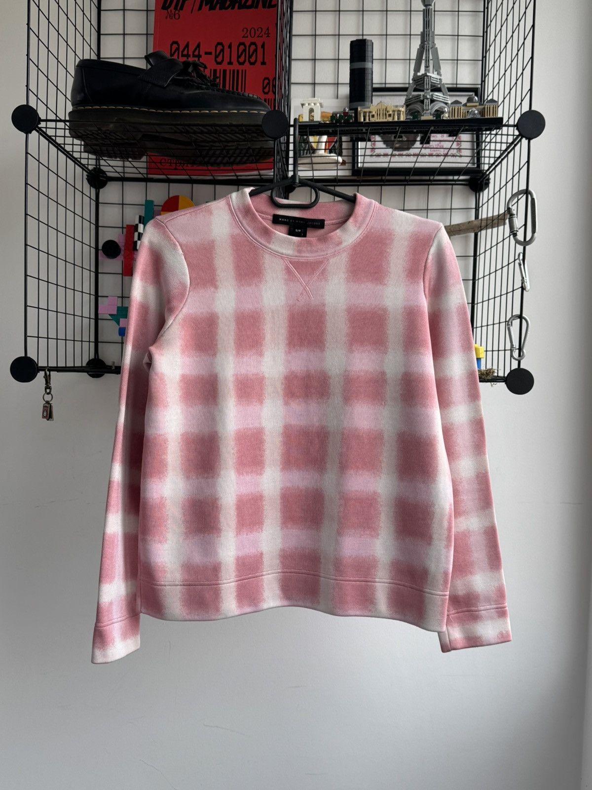 Marc by Marc Jacobs Marc by Marc Jacobs Blurred Gingham Sweatshirt In Piggy Pink Size S / US 4 / IT 40 - 1 Thumbnail