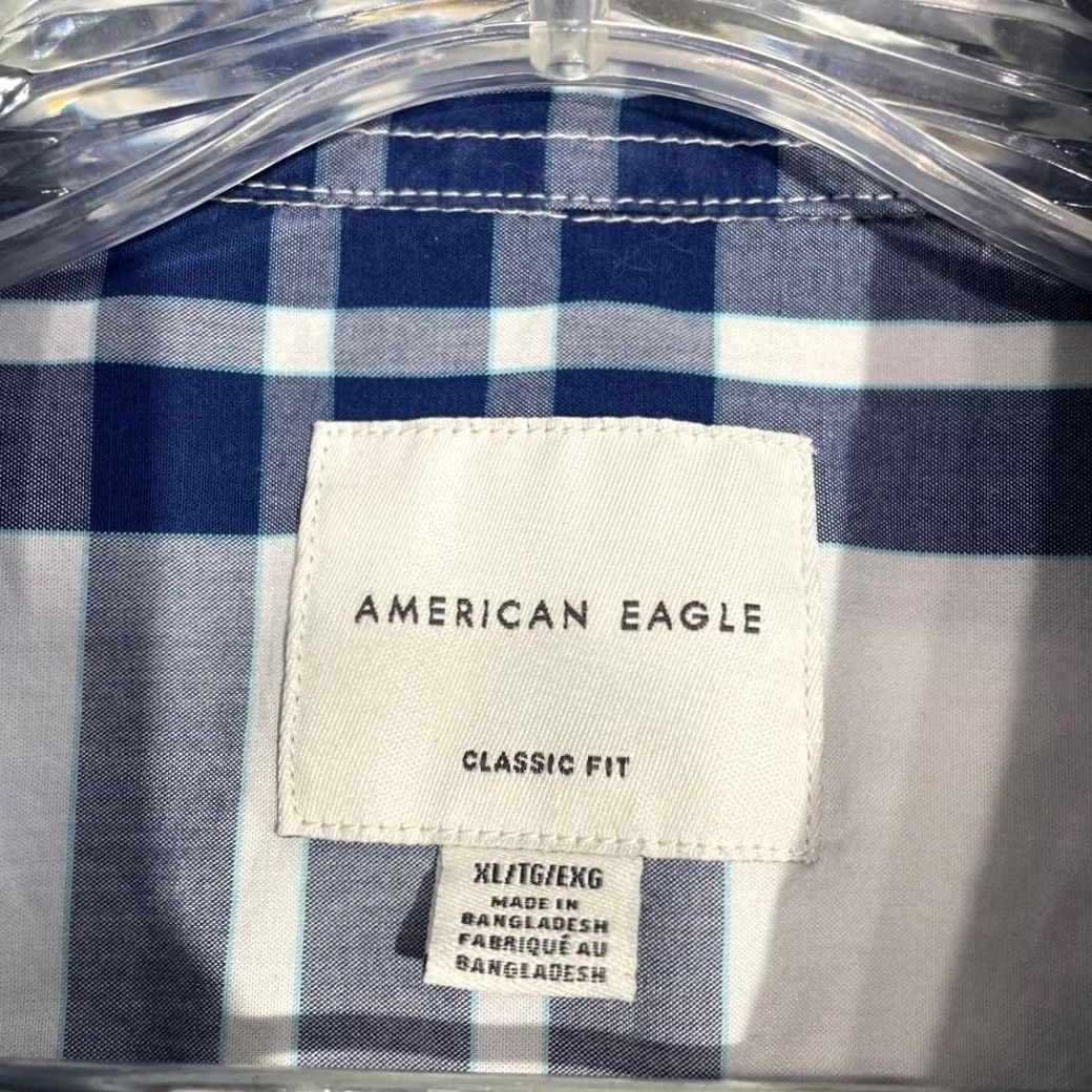 American Eagle Outfitters American Eagle Button Up Flannel Shirt Blue White Classic Fit Men XL Long Sleeve Casual Wear Size US XL / EU 56 / 4 - 4 Thumbnail