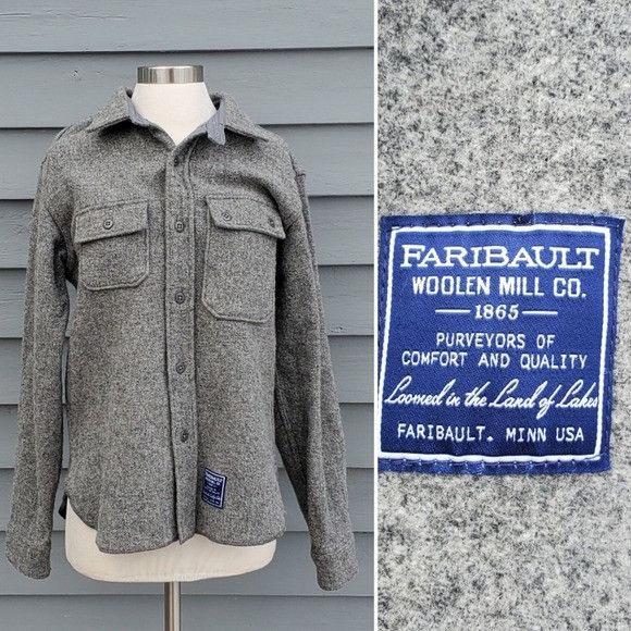 Engineered Garments Engineered Garments Faribault Woolen Mills Gray Wool Shacket Size US M / EU 48-50 / 2 - 2 Thumbnail